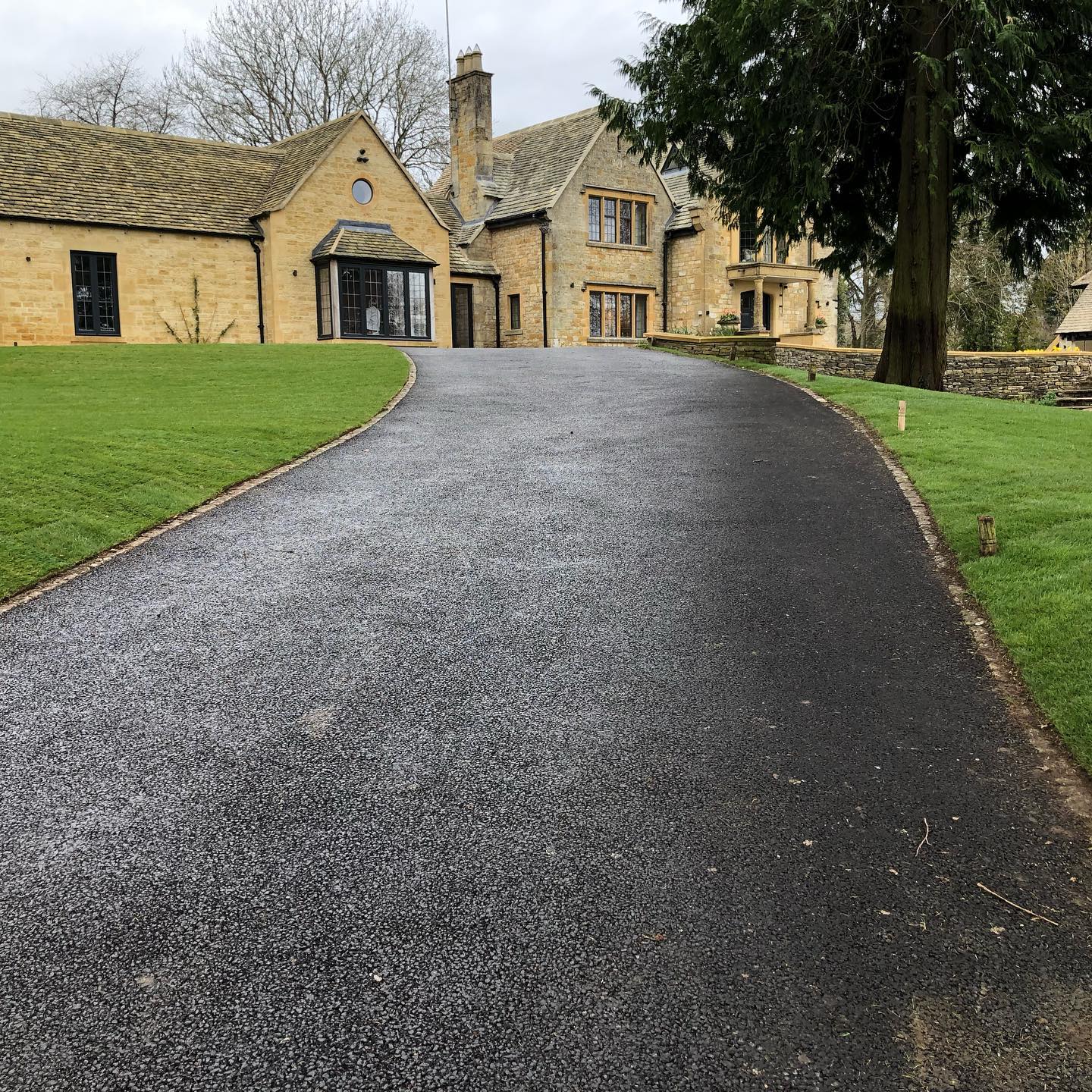 Turfing either side of this customer’s new drive in Bourton-on-the-hill #cotswolds