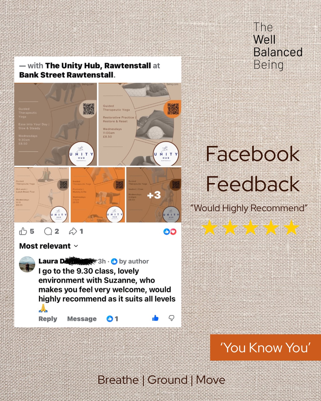 Wednesday Yoga @theunityhubrawtenstall
Thank you for the kind recommendation, it means so much.
I appreciate all the words, messages & reviews, they help shape āour community practicesā
The aim of these yoga practices are simple:
š§”provide a welcoming space, gentle guidance & time to reconnect with yourself through movement & the breath.
If youāve been considering joining a practice, do get in touch if youāre unsure of which to attend or, whether they are for you.
š in bio or DM
Suze š§”š«¶š¼