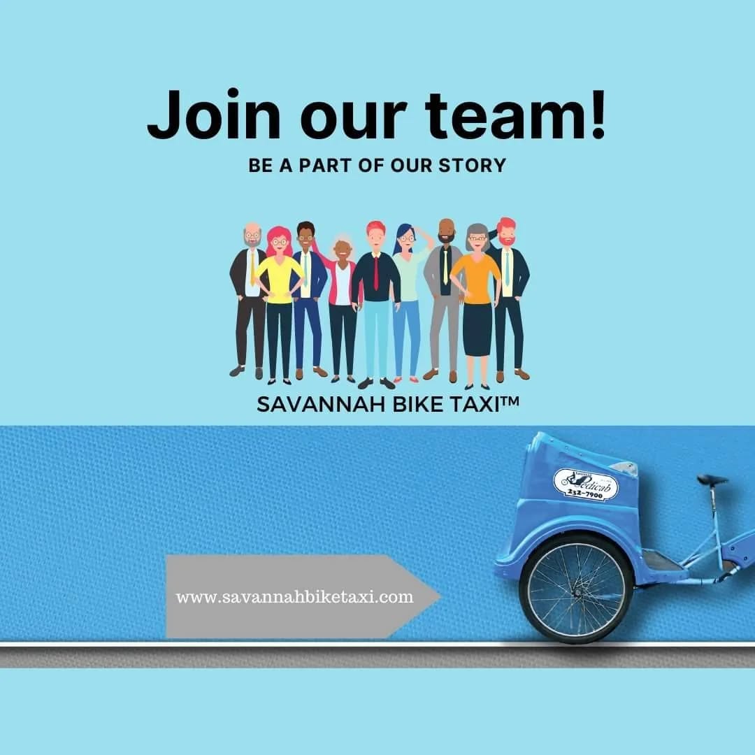 *** Get paid to exercise! ***
This is the most fun you can have making money.
Ride around downtown Savannah and make friends from all over the world!
You also make your own schedule - full or part time.
#nowhiring #pedalpower #savannah #biketaxi #BestOfSavannah