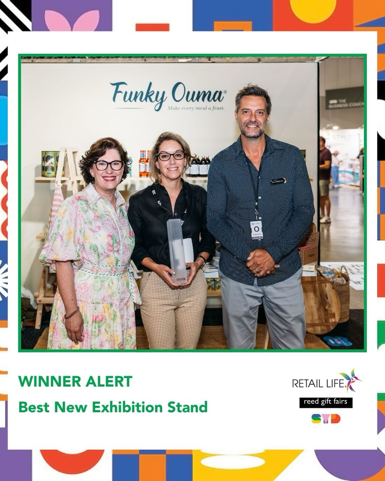 WINNER ALERT! 🏆
Best new stand - Funky Ouma
Funky Ouma, as a new exhibitor, what an entrance they made.
Funky Ouma created a warm and inviting stand that immediately told a story. The full wall decal delivered strong visual impact from the aisle, clearly communicating the food-led positioning of the brand and creating irresistible appetite appeal.
The back wall replicated a retail environment, making it easy for buyers to visualise in-store merchandising. The layout felt structured, accessible and easy to shop.
The playful store counter was a standout - a natural conversation hub, product presentation space and efficient order-taking area all in one.
Timber shelving, wicker baskets and natural textures reinforced the artisanal positioning, with packaging beautifully complementing the overall presentation.
Bold. Inviting. Memorable.
A debut that didn’t just participate - it well and truly performed. Congratulations @funky_ouma 👏🏻👏🏻👏🏻
#reedgiftfairs #showstoppingexhibitionstand #winner #retaillife #livebreatheretail