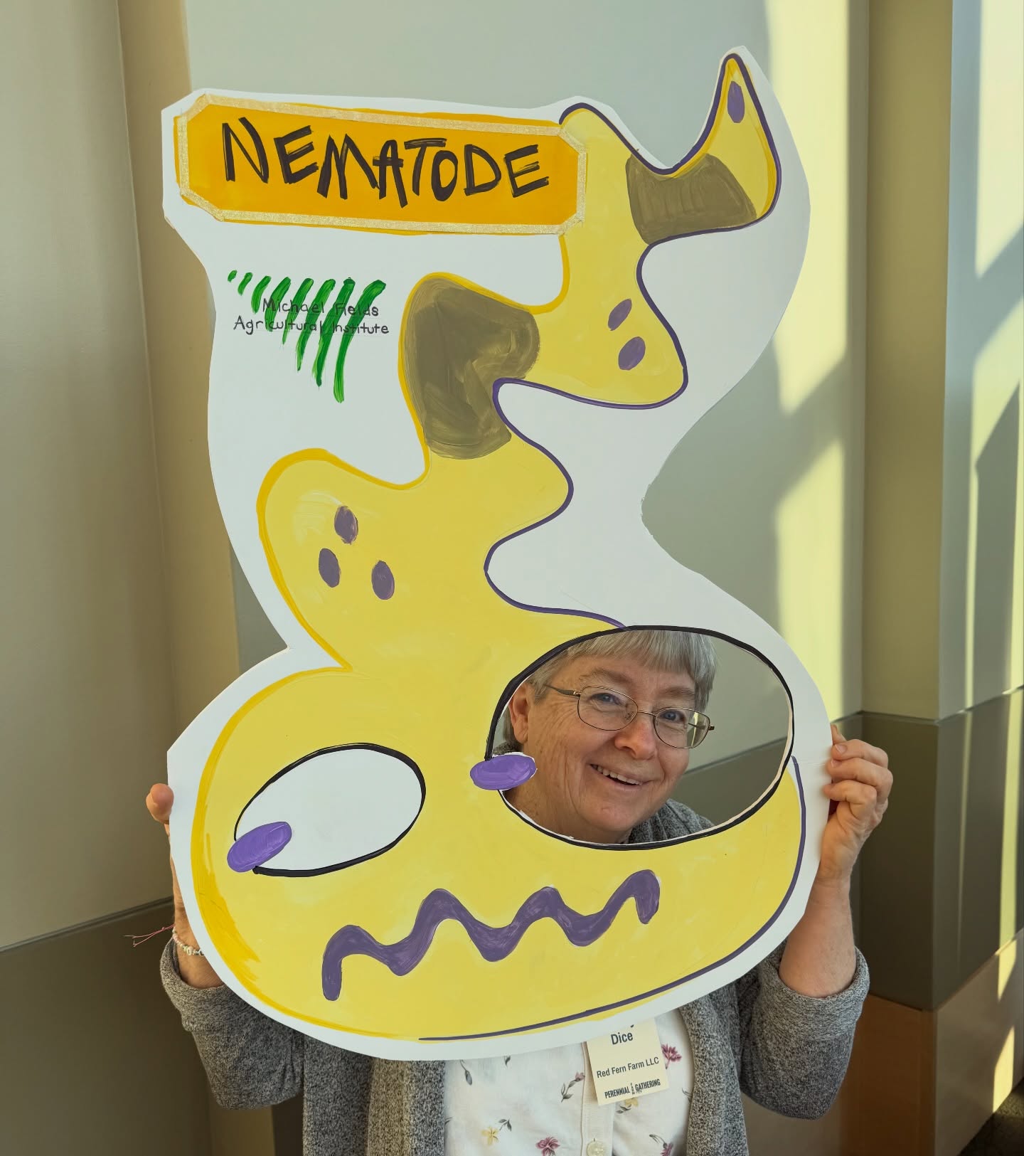We are really enjoying seeing friends old and new visiting our booth at the @savannainstitute Perennial Farm Gathering in Dubuque this morning. If you are here, come see us and take a selfie as a soil nematode!