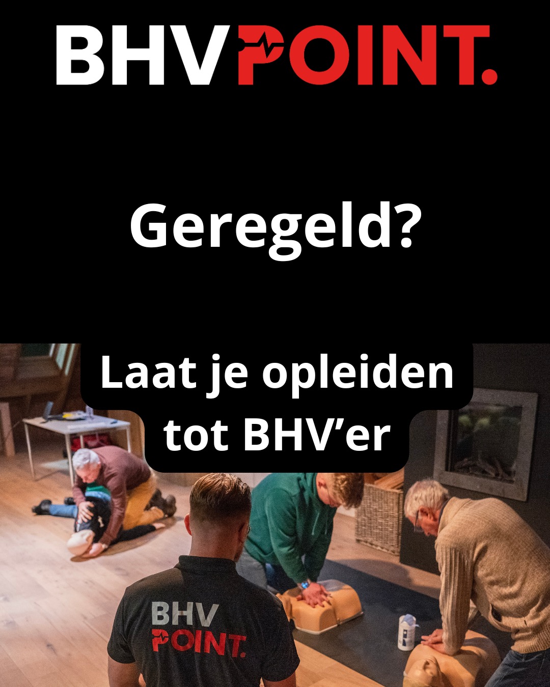 Heb jij het al geregeld? 🚨 20 maart hebben we nog plek om je op te leiden tot BHV'er. Meld je nu aan en red levens! #BHVPoint #BHVopleiding #VeiligheidGeregeld