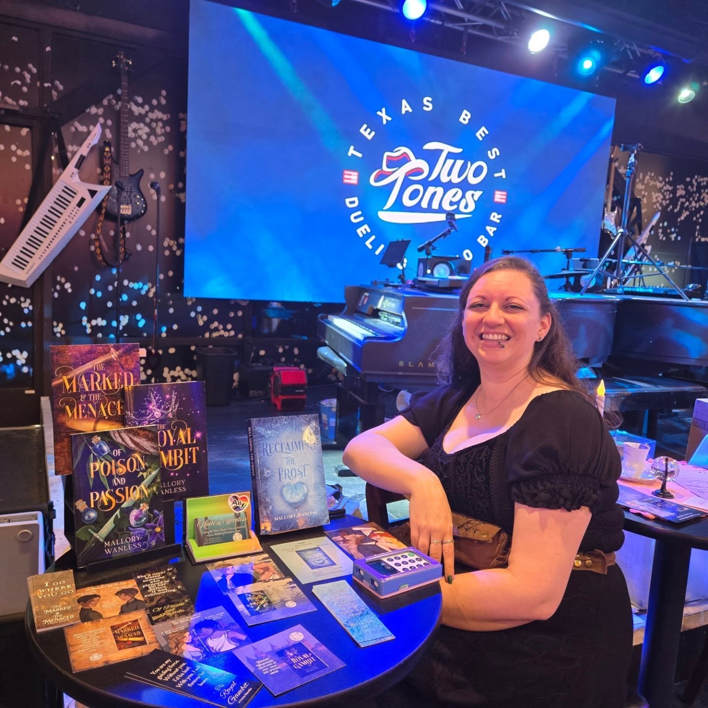 Today was absolutely AMAZING. Better than I ever dared to imagine. Thank you so much to @daniellekirbyauthor @buythebooktx and @twotonespianobar for hosting the Boozy Book Fair. It was a smashing success. The readers were so kind and fun to hang out with. I sold out Reclaiming the Frost and nearly sold out of Of Poison and Passion too!
Seriously, this event couldn't have been more successful, in my opinion. I can't wait for next time (hopefully I get in 🤞🏻🤞🏻)
Also, phot cred to my hubby who came and hung out the whole time and has really upped his photo shoot game.
#boozybookfair #houstonauthors #bookfair #booksigning #bookstagram