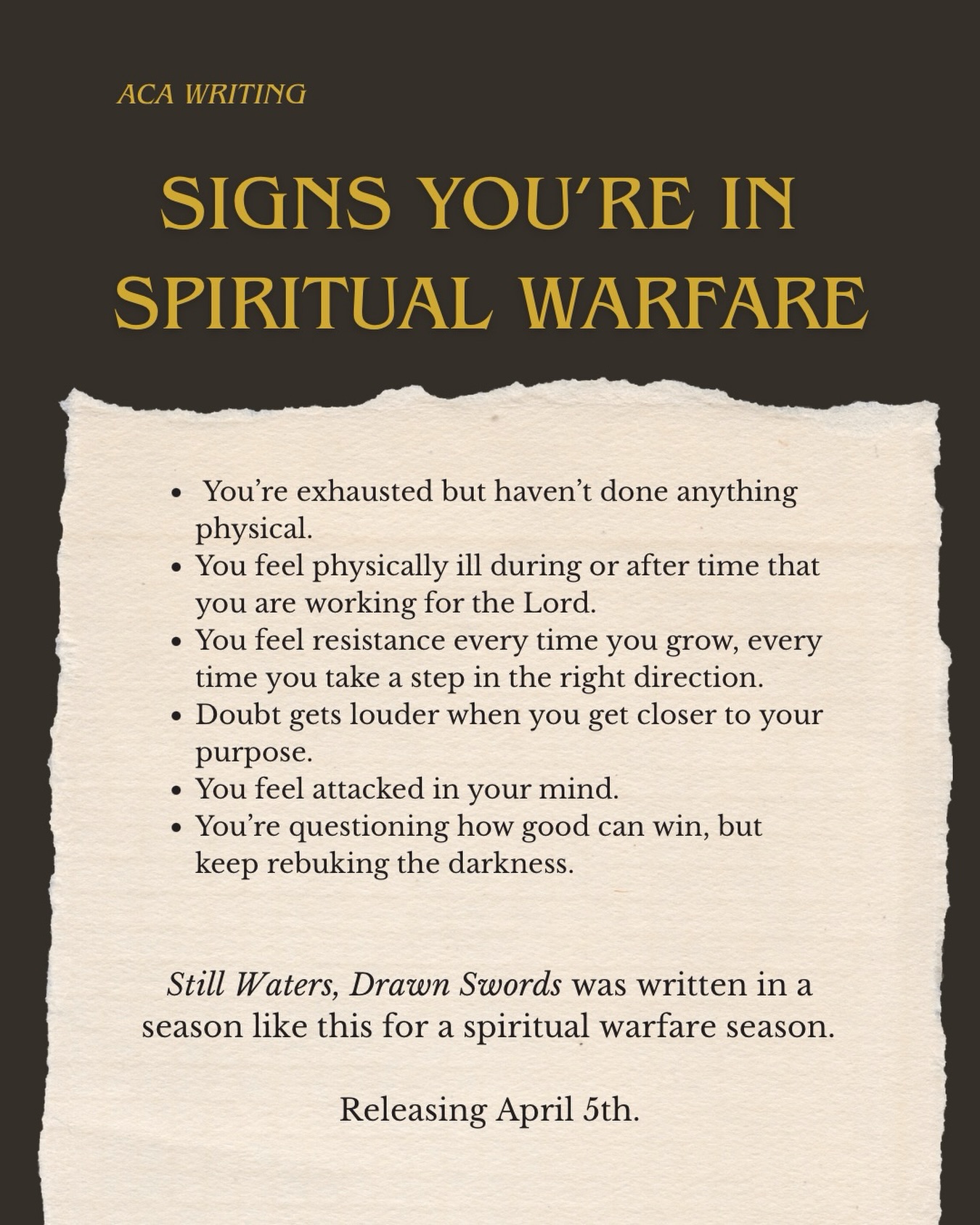 If you can relate, then “Still Waters, Drawn Swords” is the book for you! The release date is April 5th!
#christianpoetry #spiritualwarfare #christianpoet #christianwriter #writingcommunity