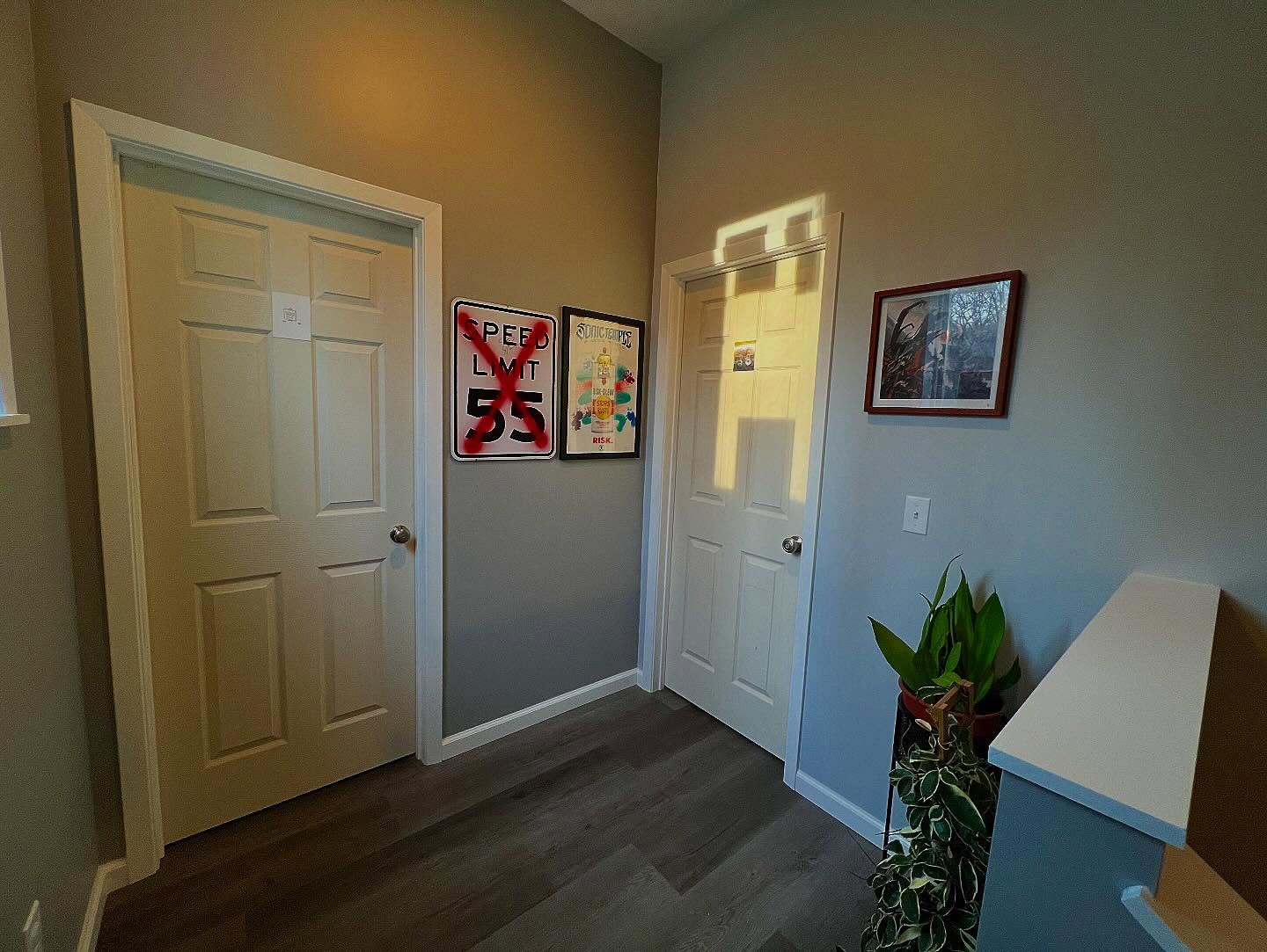 Hung up some art and other items around the studio today