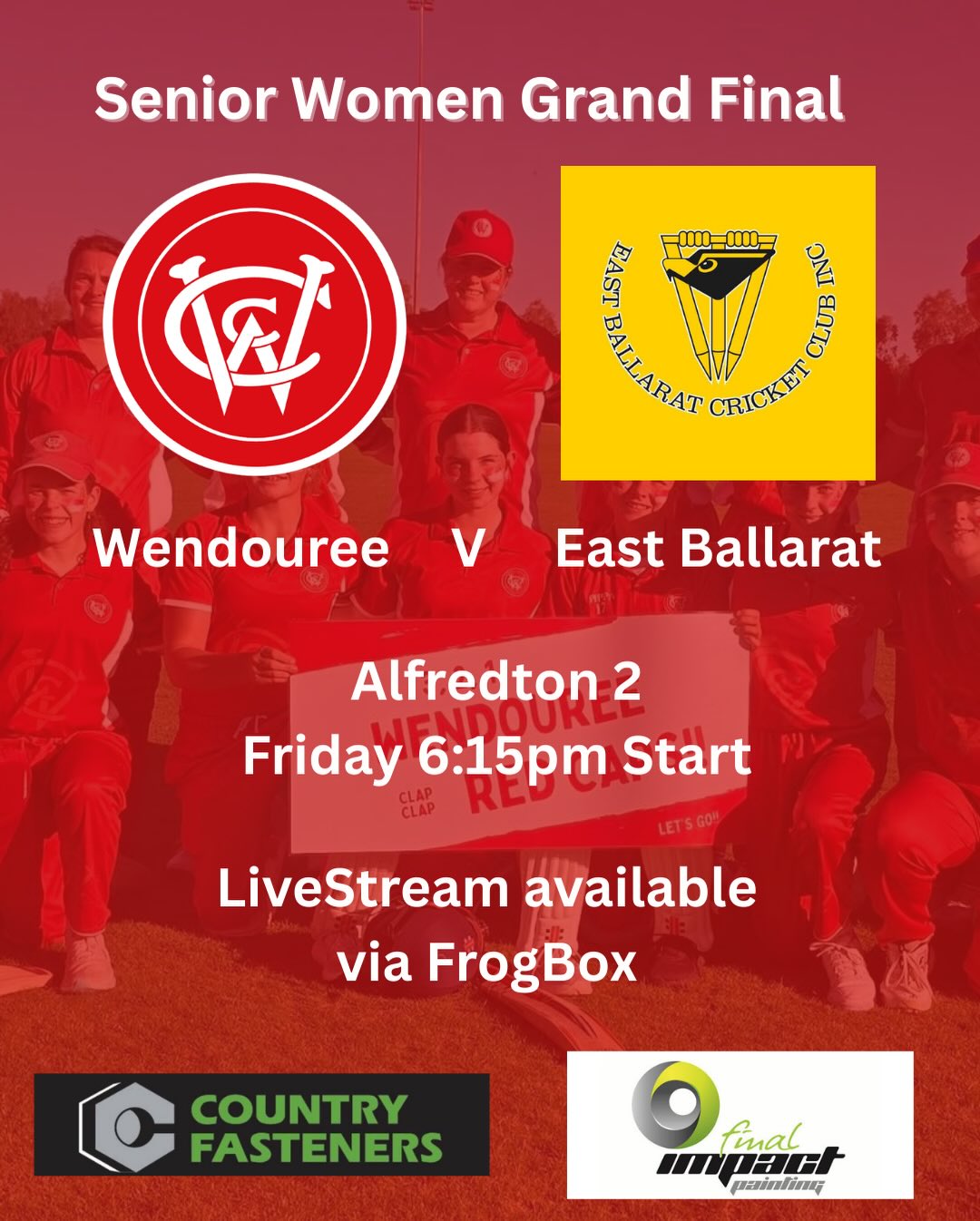 The FrogBox is ready for a huge weekend of finals cricket! Find links to our live streamed games below:
Senior Women’s:
https://www.youtube.com/watch?v=5R97Cbawaxo
U15 1st XI:
Day 1- https://www.youtube.com/watch?v=f6uT_Y8nueA
Day 2- https://www.youtube.com/watch?v=kbYxkCnJQkI
3rd XI:
https://www.youtube.com/watch?v=dZ76a3EMZ8o