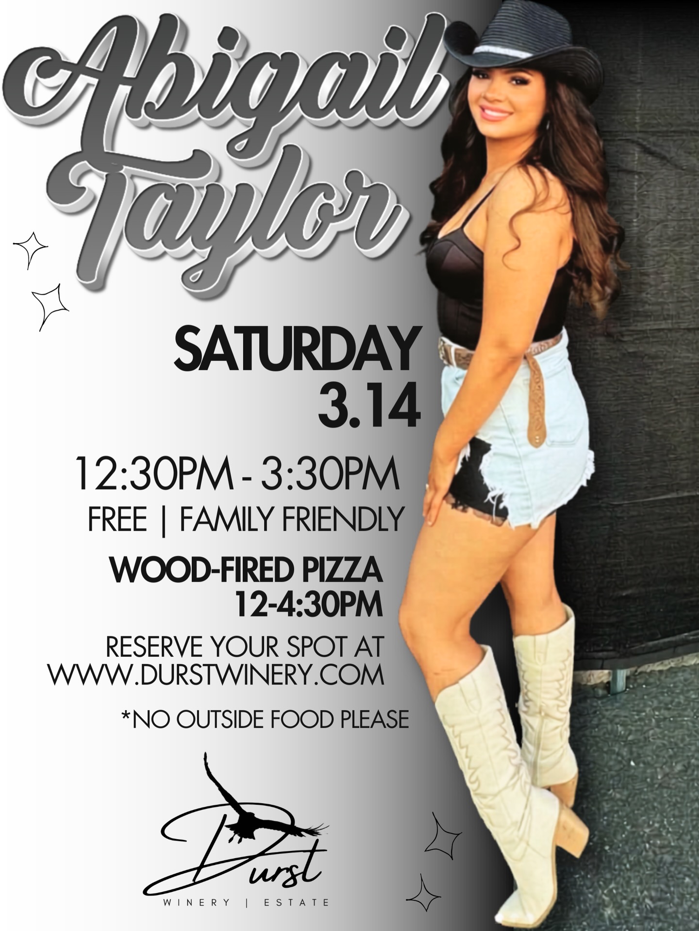 🎶 Live music, good wine, and weekend vibes.
Spend your Saturday afternoon at Durst Winery & Estate with @missabigailtaylor performing live from 12:30–3:30pm.
Bring your friends, grab a glass, and enjoy the estate while the music sets the tone for a perfect weekend afternoon.
🍀 We’re also celebrating St. Patrick’s Day weekend with a special Irish-inspired pizza and a festive dessert available this weekend.
Come hang out with us! It’s going to be a fun one.
Please note that outside food is no longer permitted as our kitchen is now open.
#DurstWinery #LodiWineCountry #LiveMusicVibes #WeekendAtTheWinery #StPatricksWeekend