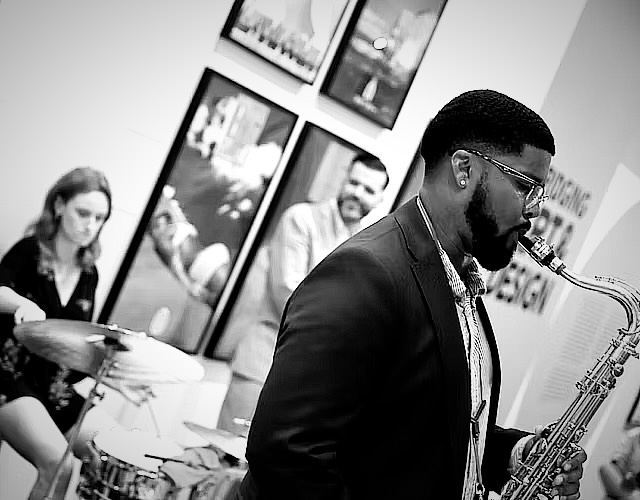 En route to @posterhousenyc for another exhibition opening celebration 🙌 #throwbackthursday to a live set in their gallery performing “Monk in Tokyo” with @sgoochdrums @willie_morrisiii photo by @olabaldych