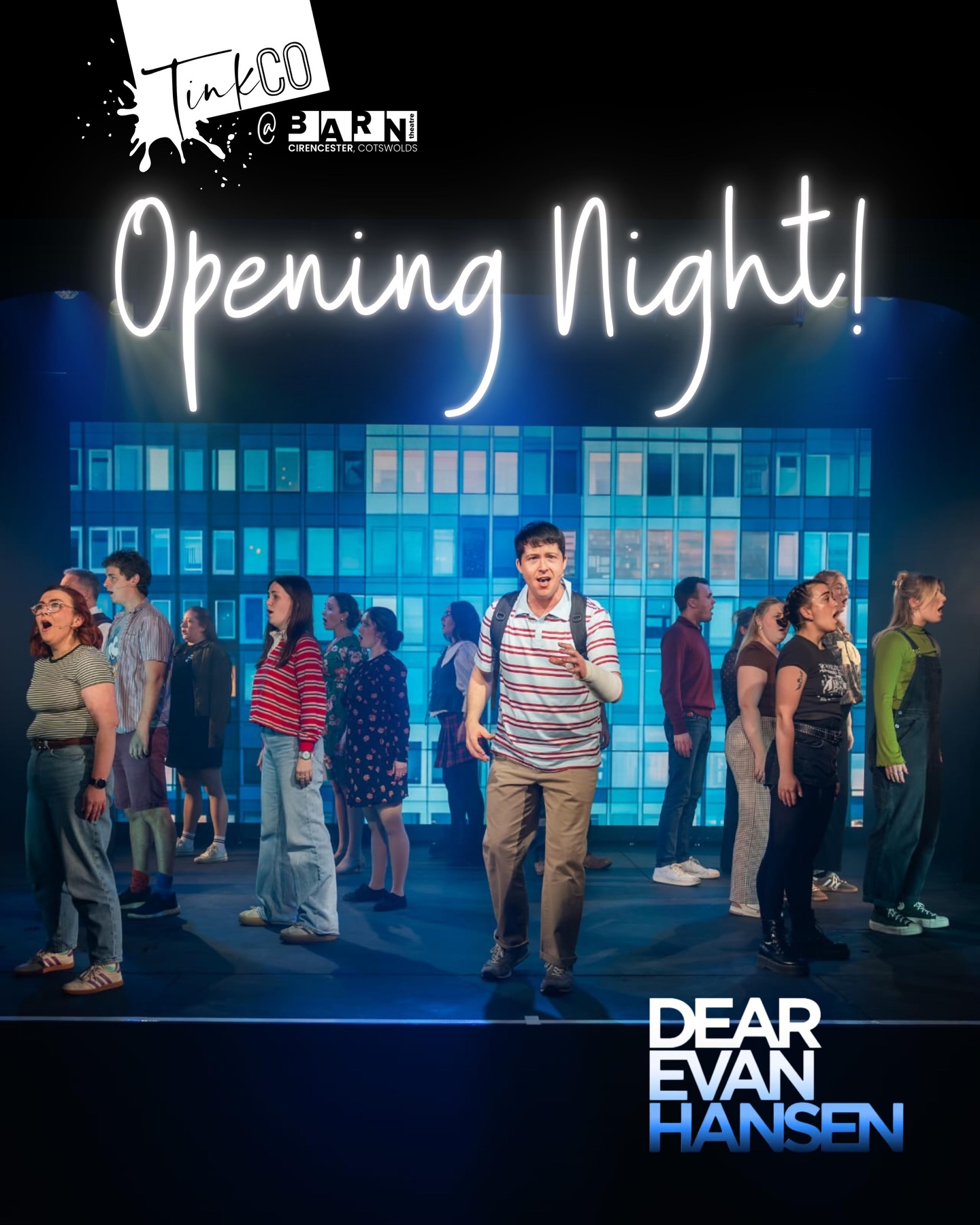 It’s opening night! 💙
Tonight TinkCo finally takes the stage at The Barn Theatre with Dear Evan Hansen! Months of rehearsals, hard work, and heart have led to this moment, and we couldn’t be prouder of this incredible cast and crew.
Break a leg to everyone involved, and thank you to all our friends, family, and supporters who make this possible!
You will be found🌟
#DearEvanHansen #OpeningNight #TheatreLife #TinkCo