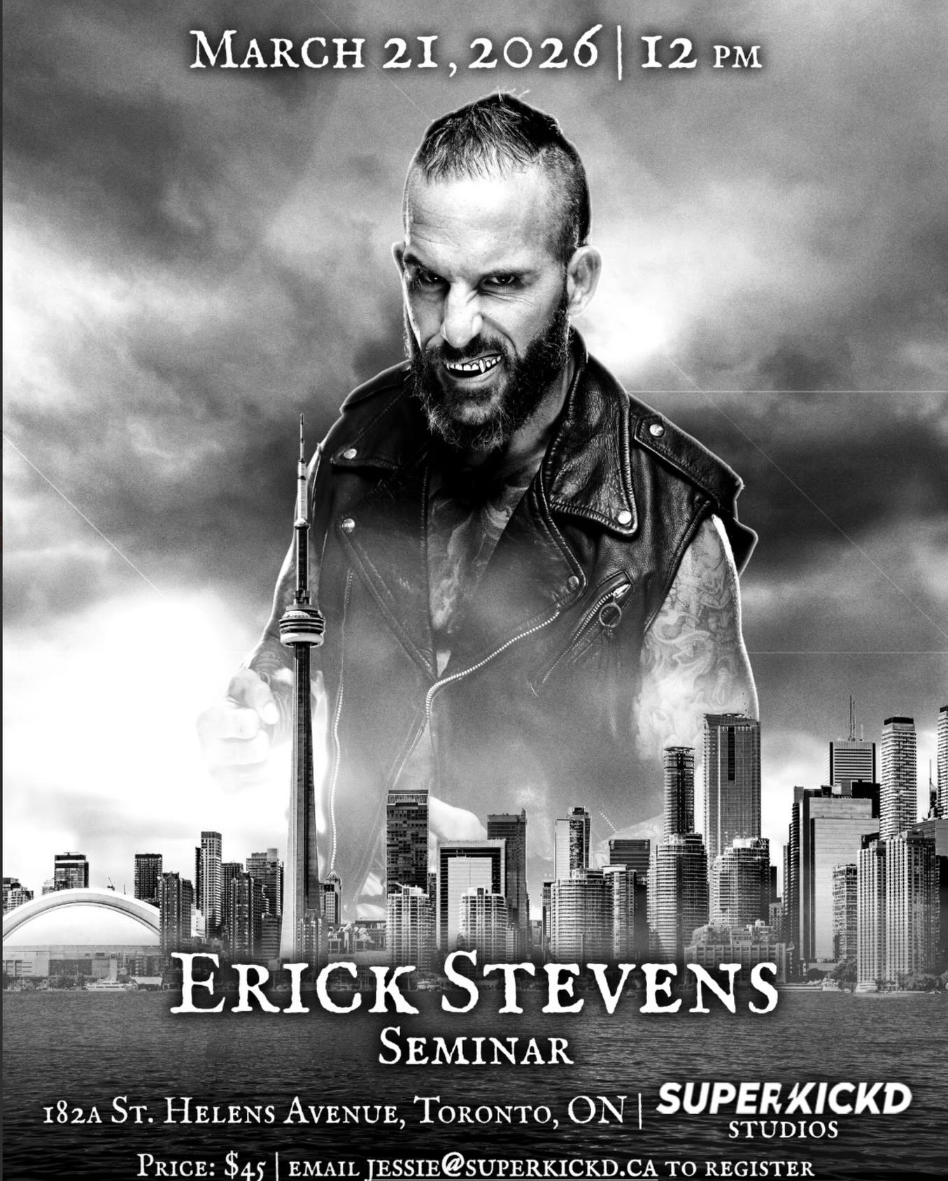 Erick Stevens gives his insights and knowledge from his time in ROH and wrestling all around! Email jessie@superkickd.ca to register or any questions.