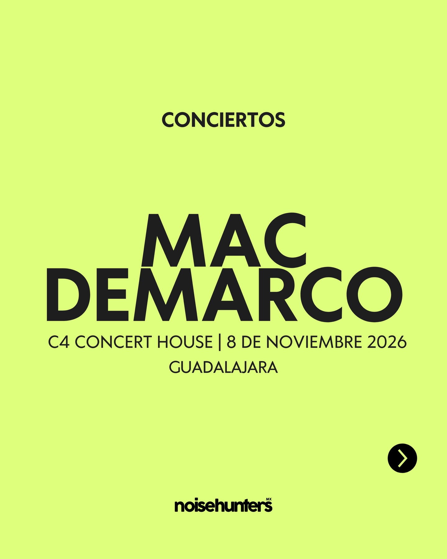 Si te lo perdiste:
¡Mac DeMarco está de vuelta en México! 🇲🇽 ✨
El ícono del indie lo-fi regresa este noviembre de 2026 para dos conciertos muy especiales:
📍 Guadalajara – 8 de noviembre – C4 Concert House ( @c4concerthouse )
🎟️ Boletos disponibles
GDL → https://tinyurl.com/yjct7e
Presentado x @ackpromoteofficial @hipnosismx @echoesmx__