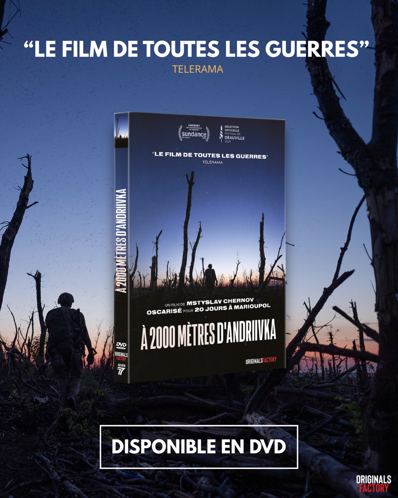 « le film de toutes les guerres » @telerama
Une section ukrainienne doit traverser un kilomètre de forêt lourdement fortifiée afin de libérer un village stratégique de l’occupation russe. 🇺🇦
📀 A 2000 mètres d’Andriivka un documentaire signé Mstyslav Chernov est enfin disponible en DVD.
#andriivka #mstyslavchernov #documentaire
#film @dogwoof @frontlinepbs