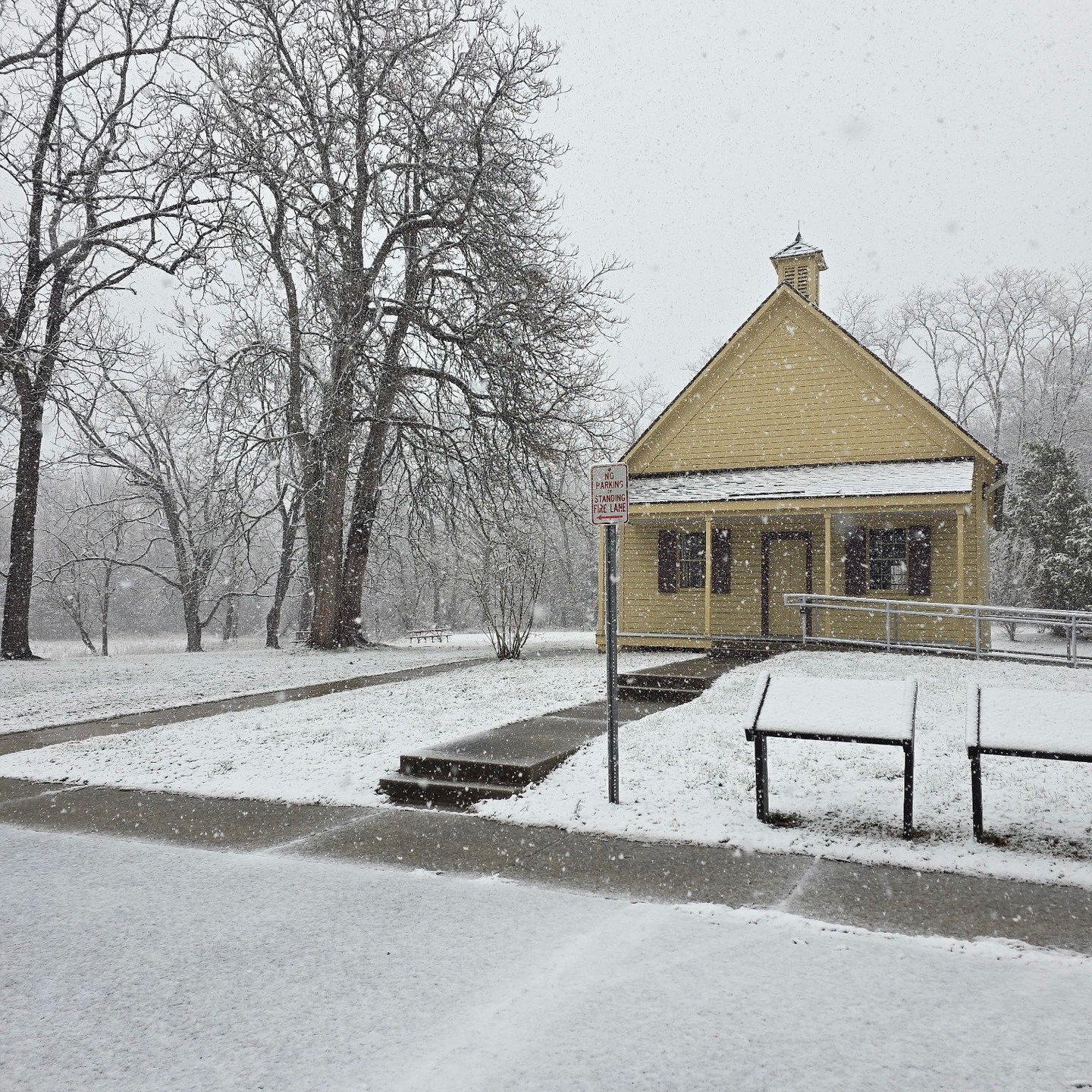 Oakton's historic schoolhouse, just hours ago.