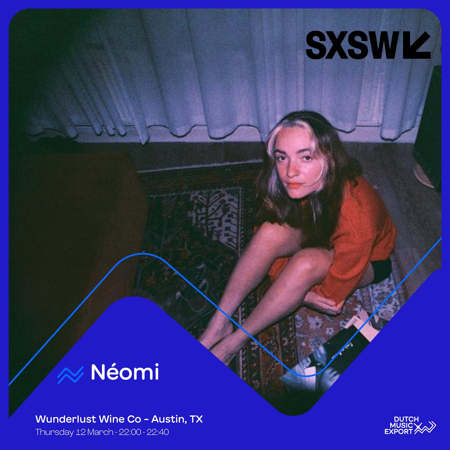 Austin is ready!
The Dutch delegation is touching down in Texas for SXSW. We are proud to present these artists as part of the Dutch Music Export mission.
Néomi
📅 Thursday, March 12 | 22:00 - 22:40
📍 Wunderlust Wine Co.
Honey i’am home
📅 Friday, March 13
📍 Chess Club | 21:00 - 21:40
📅 Sunday, March 15
📍 Low Down Lounge | 20:00 - 20:40
Join us in supporting Dutch talent in Austin!