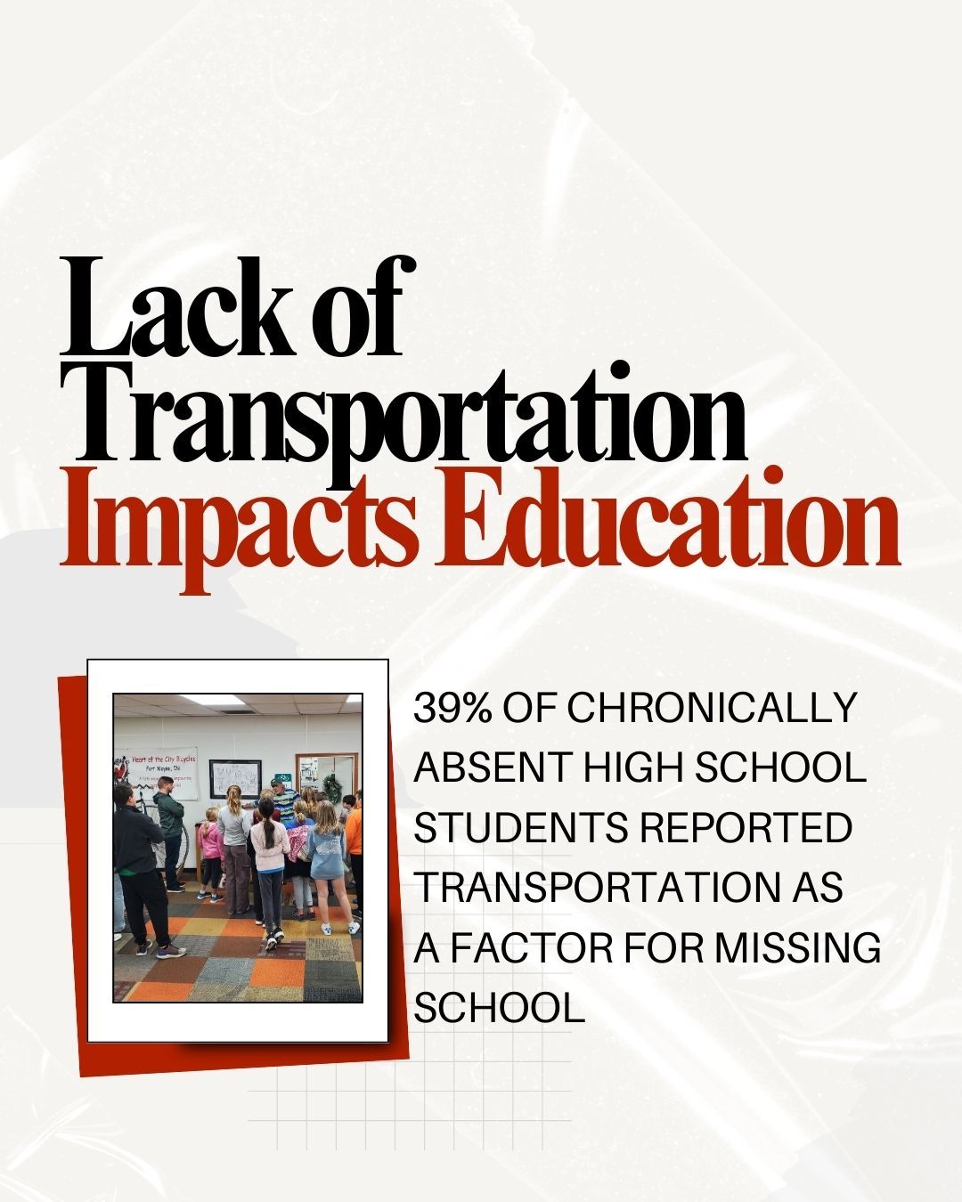 Lack of transportation isn't just about not having a car when you turn 16. It means you don't have access to a car, period. This isn't just about getting to the movies on a Friday night, it's about getting to school and work.
At a time when kids should be focused on doing well in school and looking forward to college, for nearly half of chronically absent high school students, they are focused on how to GET to school.
When kids can’t get to school, after‑school programs, or tutoring consistently, they miss lessons, fall behind academically, and lose opportunities to engage with peers and extracurriculars. Over time, these gaps can affect grades, graduation rates, and future opportunities.
Operation Bicycle isn't just for already working adults, we love getting to work with the area high school kids too. Especially if it means they're getting to class!
#highschool #graduation #studentlife #fortwayne #hotcfw