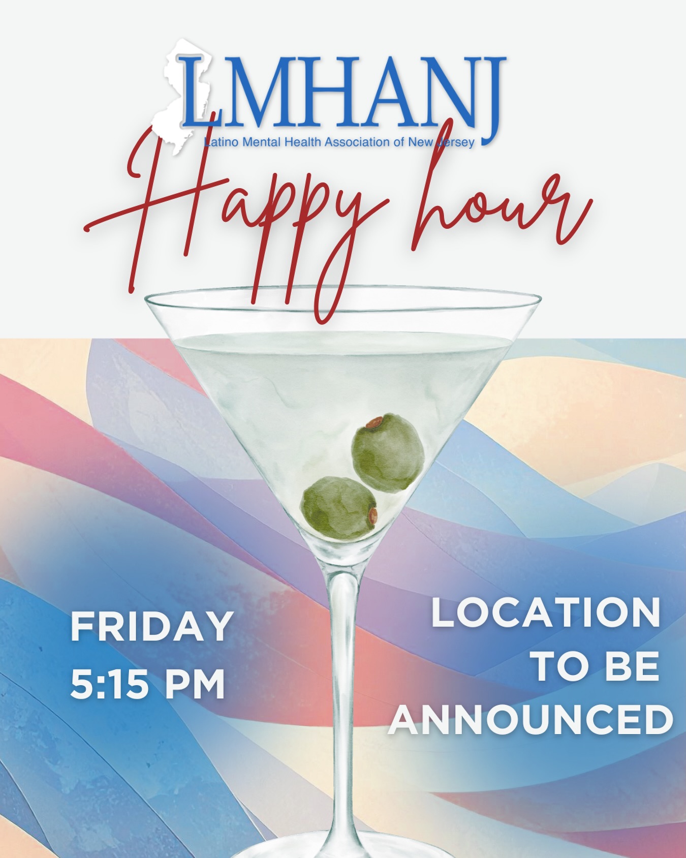 Join us after the LMHANJ Conference on March 20th for our Happy Hour at 5:15 PM! 🎉
Keep the conversation going and continue building meaningful connections with fellow mental health professionals. It’s the perfect opportunity to network, unwind, and connect con colegas who share your passion for mental health.
La ubicación se anunciará durante la conferencia; stay tuned!
Don’t miss this chance to relax, build comunidad, and continue the important conversations of the day. We look forward to seeing you there for a great time connecting with amazing professionals.
#lmhanj #fuerzaenunidad #therapisthappyhour