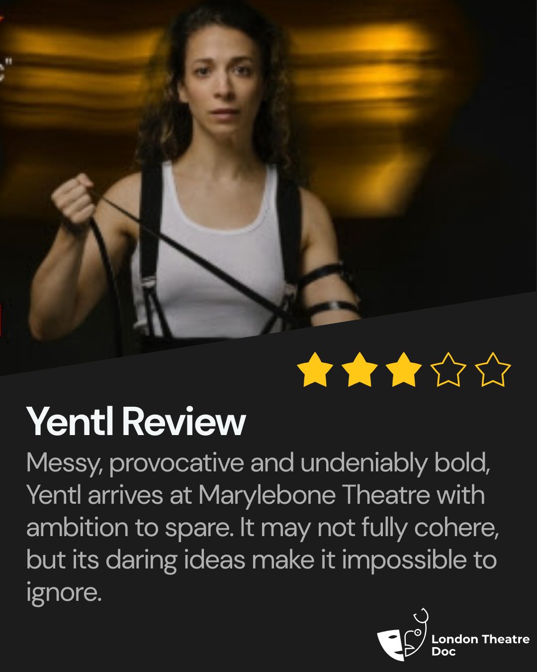 Yentl at Marylebone Theatre is bold, provocative and unforgettable; a production that explores gender, faith and identity with striking theatrical flair. Link in Bio
Curious how it lands on stage? Read my full review and let me know your thoughts. #Yentl #TheatreReview #LondonTheatre #WestEnd #TheatreLovers