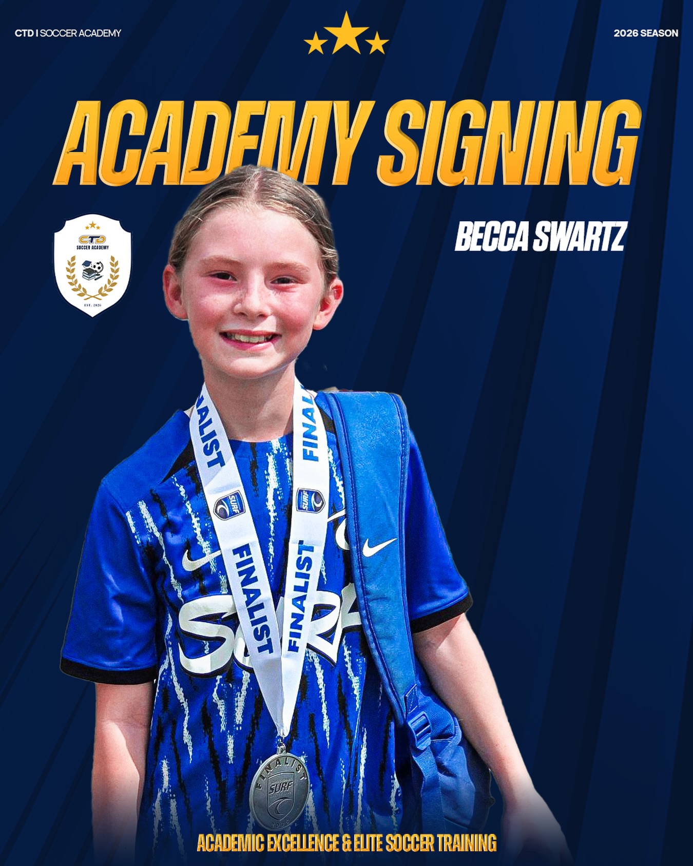We’re excited to welcome another great person to CTD Soccer Academy. She’s chosen this pathway to help prepare for the ECNL level while receiving the individualized support she needs to stay on top of her academics. The willingness to grow both on the field and in the classroom is exactly what the academy is about. 📈⚽️