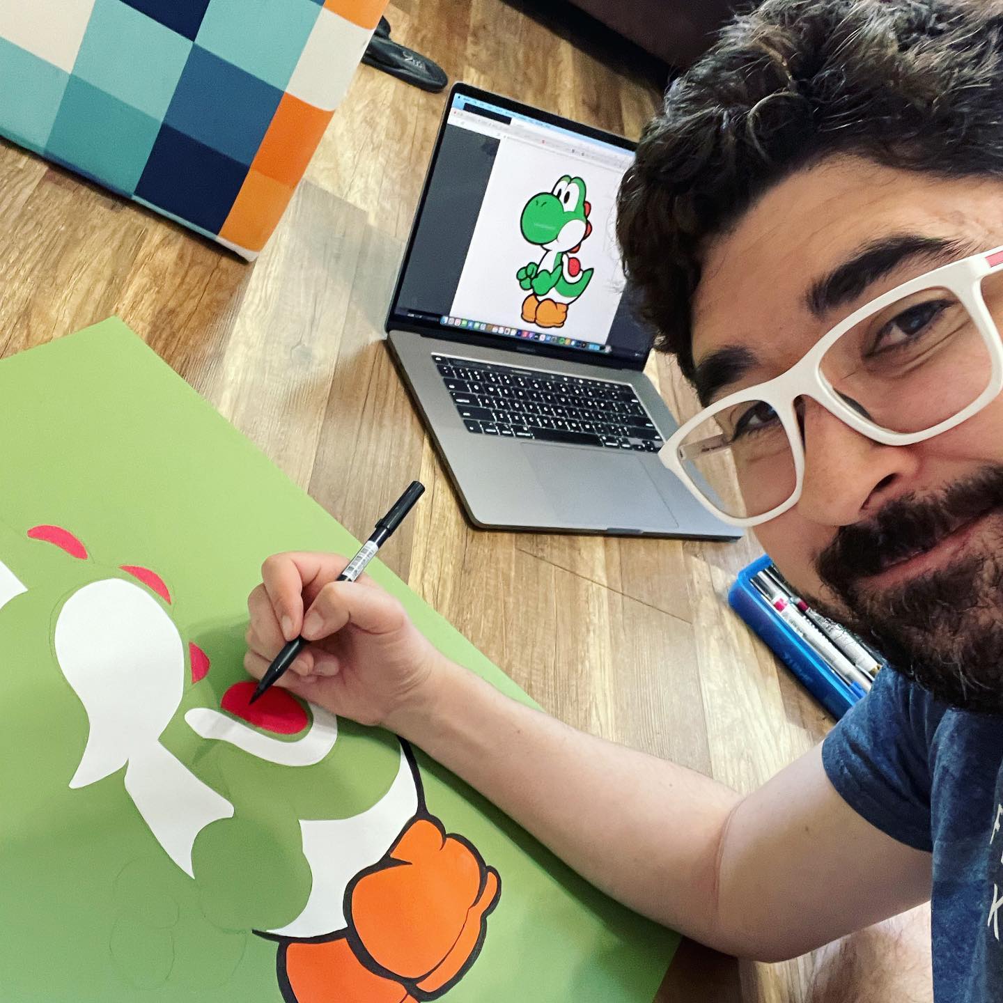 Making posters for my new home office #yoshi #pikachu #snoopy #homeoffice #drawing #crafts