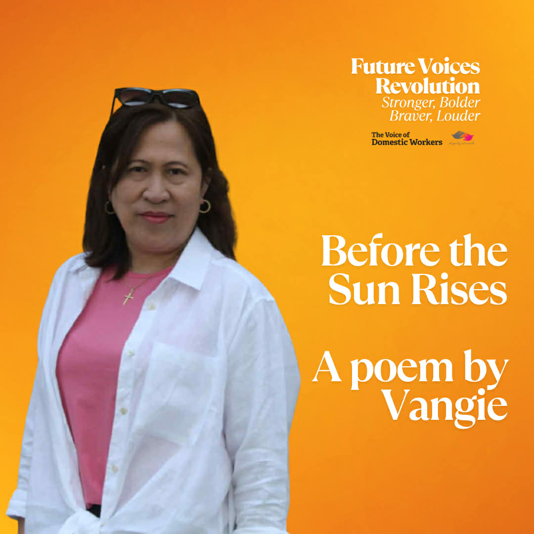 Behind many families’ dreams is the quiet sacrifice of a mother working far from home. For many Overseas Filipino Workers, love often means enduring distance, loneliness, and years away from their children in the hope of giving them a better future. In her heartfelt Poem, Vangie shares the emotional reality of being a migrant domestic worker and a mother separated from her family. Her story is a powerful reminder of the strength, love, and sacrifices carried by so many domestic workers around the world.
Take a moment to read Vangie’s Poem and stand in solidarity with migrant domestic workers and their families.
Read the full blog here:
https://www.rfr.bz/i88dc37
#VODW #DomesticWorkers #MigrantWorkers #OFW #DomesticWorkersRights #HumanRights #VoicesOfDomesticWorkers #Solidarity