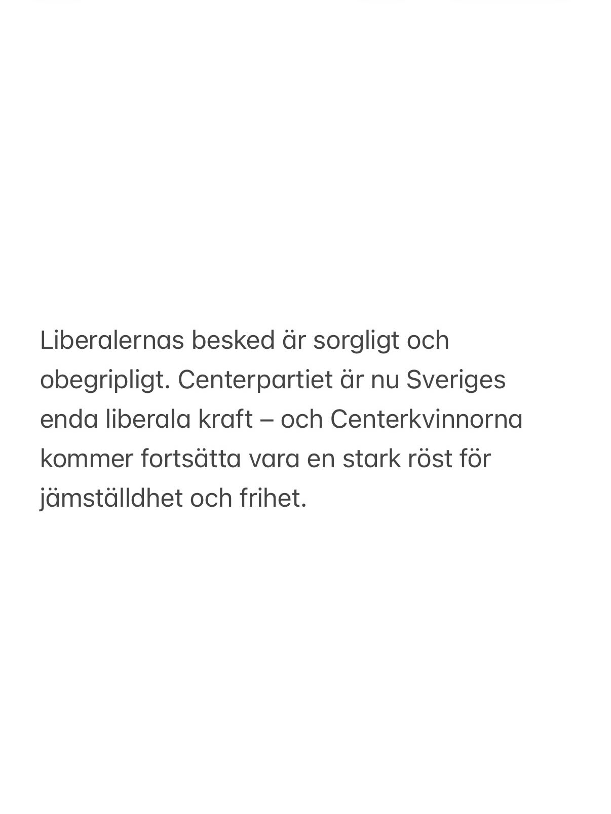 Gällande Liberalernas besked.