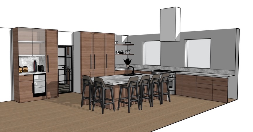 Testing two material palettes for this kitchen scheme in 3D. Which one would you choose? ๐๐ผ
