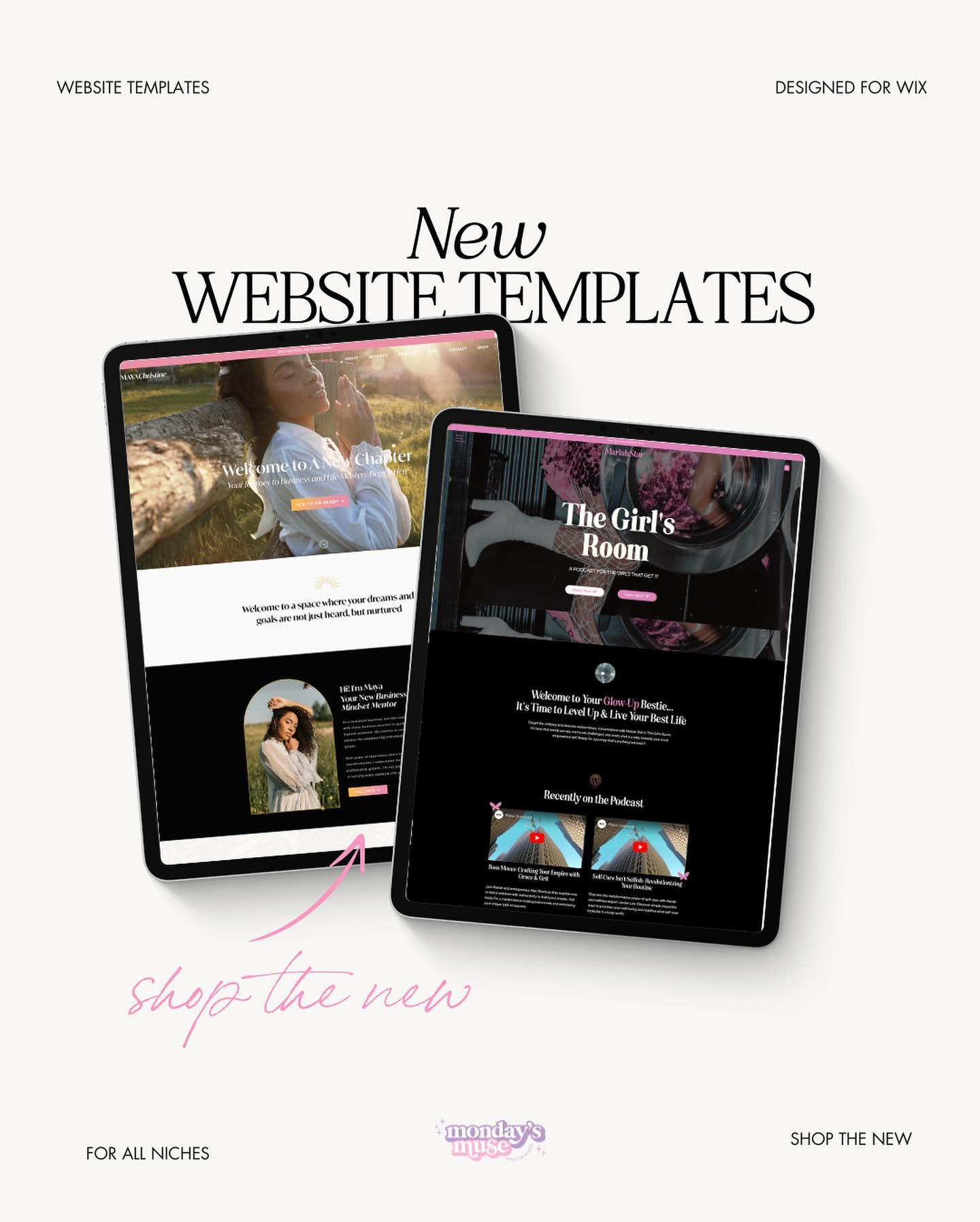 Hey y’all! I’ve been in the lab, in between clients, mixing up a fresh batch of Wix websites templates just for you.
Introducing the latest website templates, each designed to amplify your brand’s online presence without breaking the bank. 💅🏽
Meet the newest ladies:
- Maya: For Coaches
- Mariah: For YouTube Podcasts
- Scarlett YouTube: For YouTube Podcasts
- Sophia: For Photographers
For the Scarlett audio podcast template lovers, don’t worry. She is still available 😉
Want one for your brand? Subscribe to my newsletter via the link in my bio and receive 10% off, branding and website tips, motivation, and the occasional Riri gif (because we’re in the Navy over here IYKYK) #itsmondaysmuse
#wixwebsite #websitetemplate #wixwebsitedesign