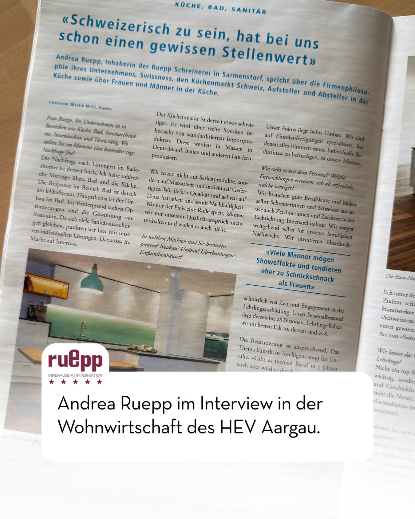 Es geht um den Küchenmarkt in der Schweiz, um Umbauten statt Neubauten und um die Frage, wie Küchen heute geplant werden. Und auch darum, weshalb viele Kundinnen und Kunden bewusst auf Schweizer Handwerk setzen.
Wer das ganze Gespräch lesen möchte, findet den Artikel im ePaper. Link in Bio.
