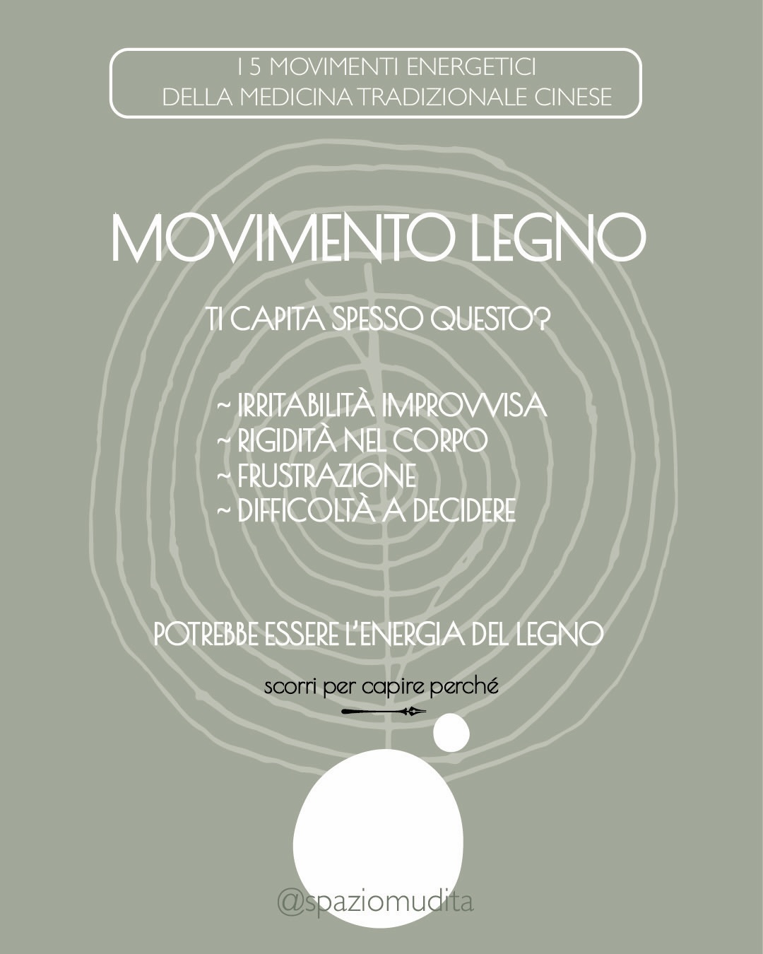 A volte capita di sentire irritabilità,
una certa frustrazione,
o una tensione nel corpo che non sappiamo spiegare.
In medicina tradizionale cinese questi segnali spesso parlano dell’energia del Legno.
È l’energia della primavera, quella che ci spinge a crescere, a muoverci, a dare direzione alla nostra vita.
Quando scorre bene porta con sé: creatività, chiarezza, capacità di agire.
Quando invece si blocca possiamo sentirci: irritabili, frustrati, rigidi nel corpo, indecisi su quale direzione prendere.
Nel mio lavoro incontro spesso persone che sentono proprio questo , io in primis 🙃:
un’energia che vorrebbe muoversi… ma non trova spazio.
Nel carosello ti accompagno a comprendere meglio questo movimento energetico.
Scorri le slide 🌿
E se ti va, raccontami nei commenti:
ti riconosci in qualcuno di questi segnali?