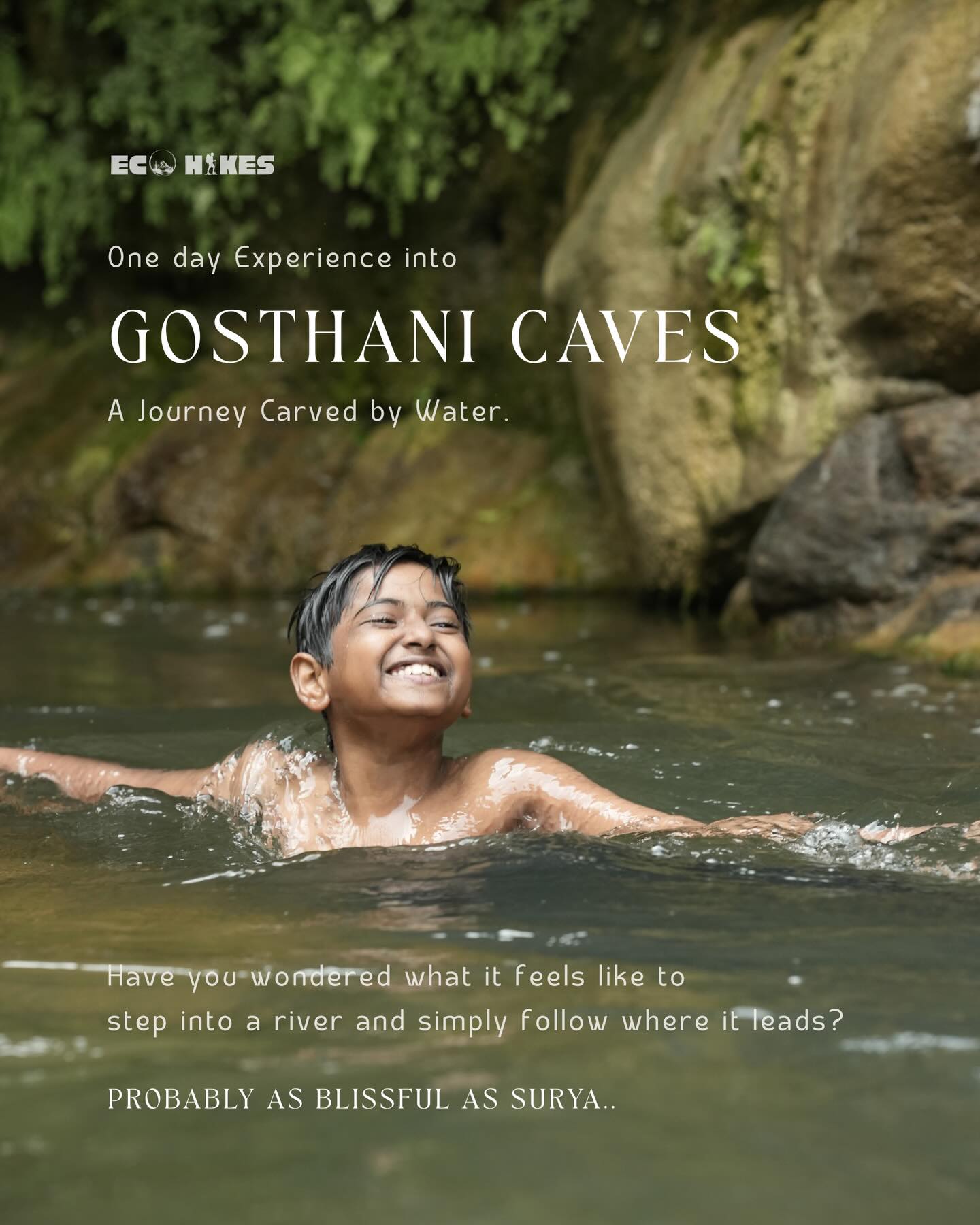 Some places invite us to slow down.
To step into a flowing river…
to walk between ancient rocks…
to shine a small light and discover the quiet patterns hidden inside a mountain.
River caving is not about conquering anything.
It is about moving gently through water and stone, observing the textures, the silence, the forms shaped patiently by time.
Somewhere along the way, something simple happens.
The curiosity of a child returns.
And nature begins to feel like home again.
If this journey speaks to you, come walk with us.
River Caving Experience
📍 Gosthani Valley
🗓️ March 15 & March 29
Limited group to keep the experience slow and immersive.
Link in bio to join.