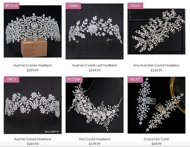 Check out the launch of our Brand NEW Bridal Headpieces! More options! More BLING! More Crystals! #bridalheadpieces #bridalhaircombs #bridalheadbands #bridaltiaras #weddinghair #bridalhair #austriacrystals #cubiczirconia #platinumplated
