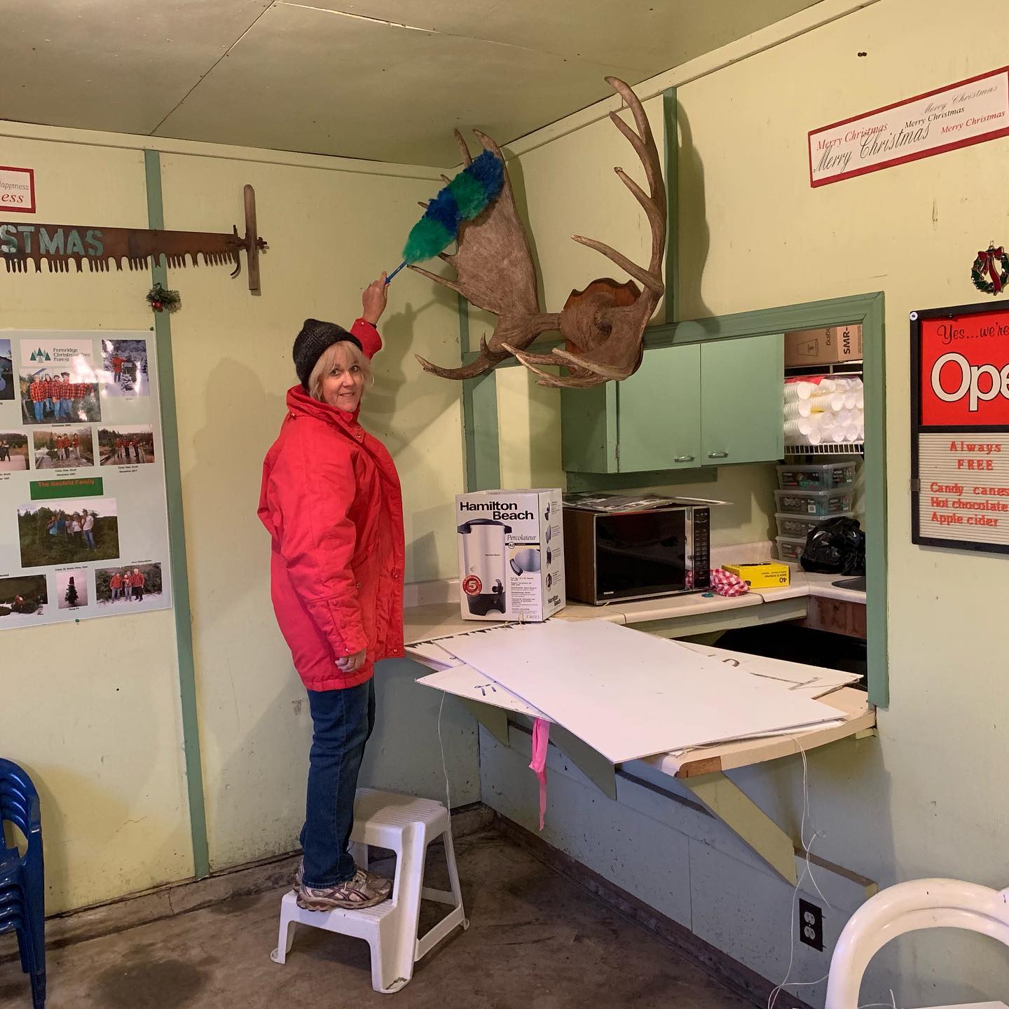 Dusting the moose rack and getting ready for Opening Day tomorrow, November 30.
Open 9-9 everyday, but don’t leave it too late. Last year we closed early on December 15