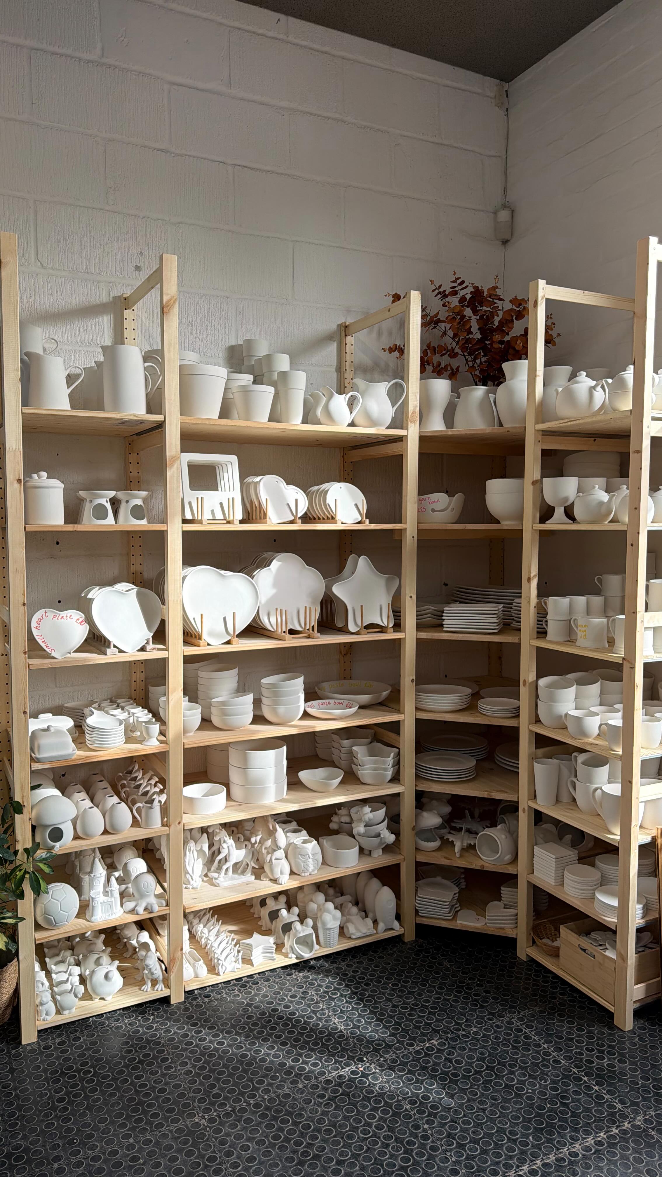 Busy day sorting the new bisque area for pottery painting ✨