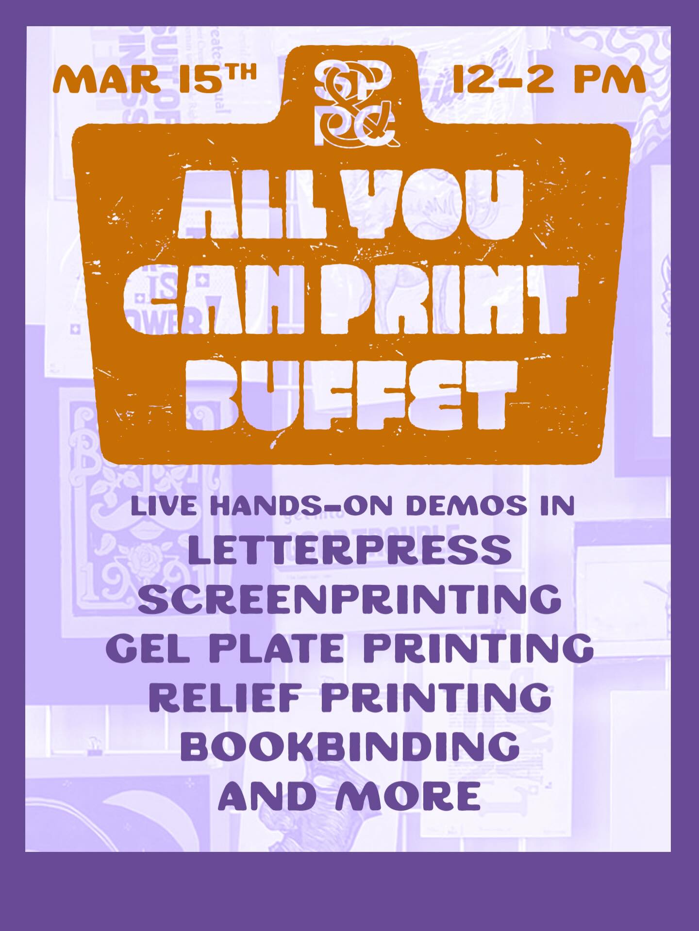 ALL YOU CAN PRINT BUFFET is this Sunday, March 15th! This FREE event will take place at SPPC @spokane_print 12-2pm.
Come check out the studio space and learn about printmaking!
1921 N Ash St
Spokane, WA
Graphic by: @landers.design
#sppc #print #openhouse