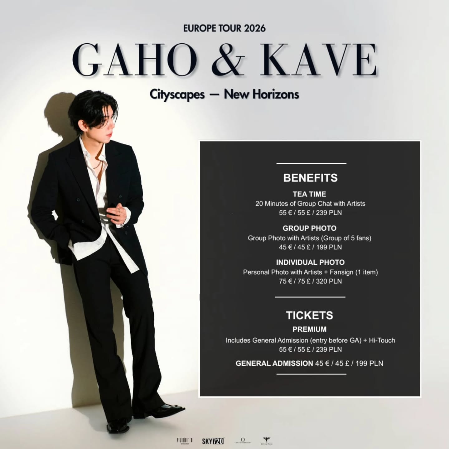 GAHO & KAVE
Cityscapes — New Horizons
Europe Tour 2026
Tickets on sale Today !!!
- General Admission at 18:00 (CET)
- Benefits at 20:00 (CET)
🎟️ Get your tickets on envolprod.com/gahokave
Which ticket are you getting and for which city? 👀
#GAHO
#KAVE
#GahoKaveEuropeTour
#CityscapesNewHorizons
#KopInEurope