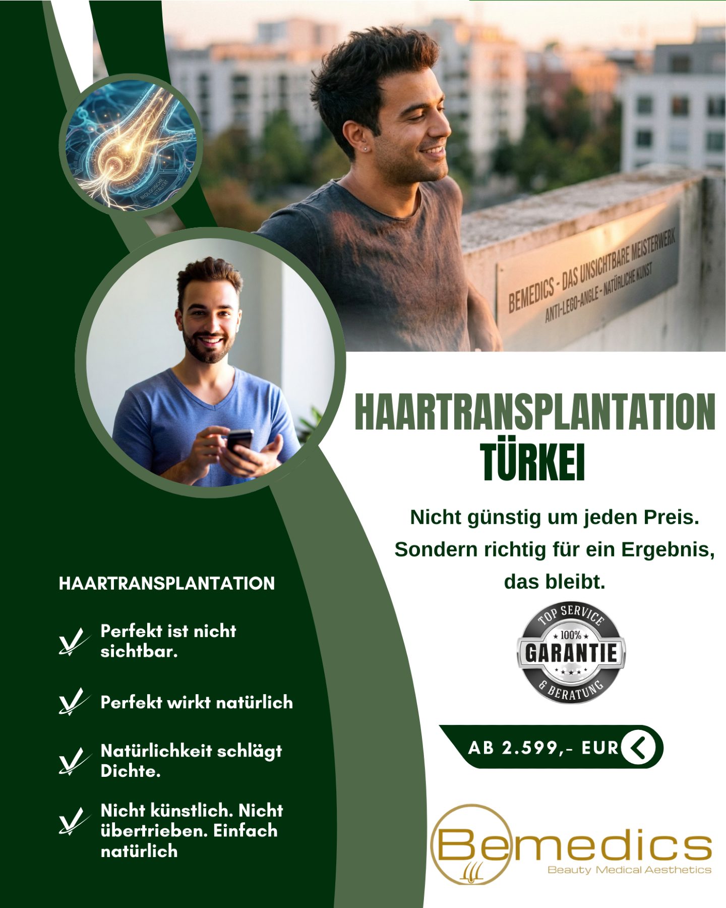 Günstige Haartransplantation in der Türkei – ja. Aber bitte mit Sicherheitsnetz.
Viele Menschen wollen Istanbul, weil die Kosten im Vergleich zu DACH oft niedriger sind. Gleichzeitig ist die größte Hürde fast immer dieselbe: Angst vor Pfusch und fehlender Nachsorge.
Unser Unterschied bei BEMEDICS:
🇩🇪 Deutschland (Willich/NRW, Nähe Düsseldorf) + 🇹🇷 Istanbul
➡️ Du bekommst Türkei-Preislogik ohne „allein gelassen“-Gefühl, weil du einen deutschen Ansprechpartner & Nachsorgeweg hast.
Die Sicherheitskette (die „billig“-Anbieter oft nicht liefern):
Planung & Aufklärung (Haarlinie, Donor-Strategie, realistisches Ziel)
Klare Rollen im OP (wer macht Haarlinie/Incisions/Implantation?)
Nachsorge in Deutschland (Kontrollen + ggf. PRP/Mesotherapie je nach Befund)
Dokumentation & Erreichbarkeit – nicht nur WhatsApp im Nirgendwo
Mini-Red-Flags bei „günstig“:
❌ „Garantiert“, „unbegrenzt Grafts“, Zeitdruck, keine klare Aufklärung, kein Nachsorgeplan.
Wenn du „günstig“ suchst, frag nicht zuerst nach dem Preis – frag nach dem Prozess:
✅ Wer macht Haarlinie?
✅ Wie wird der Donor langfristig geschont?
✅ Wie sieht Nachsorge Woche 1 bis Monat 12 aus?
#Haartransplantation #HaartransplantationTürkei #GünstigeHaartransplantation #Istanbul #FUE #DHI #bemedicsclinic #Nachsorge #Willich #Düsseldorf #NRW