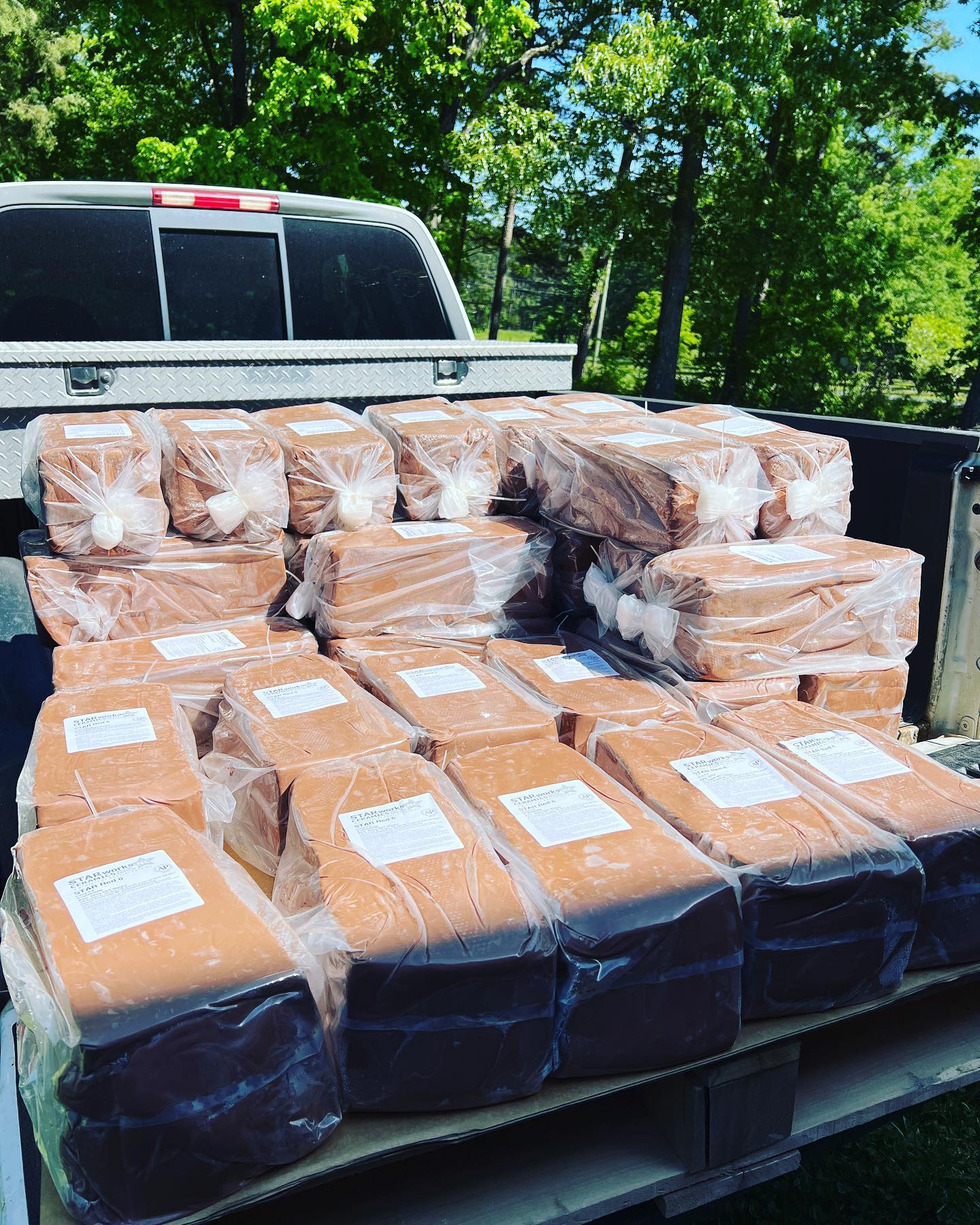 If you want to see the absolute beginning of the pottery process for me....it looks like 2 tons of clay from @starworksceramics! #instapottery #wheelthrown #potterymugs #ncpottery #potterylife #wheelthrownmugs #etsypottery #handcrafted #buyhandmade #clay #potter #pottery #artanddesign #potterythrowing #pottersofinstagram #handcrafted #mugshotmonday #cvpots #chosenvesselpottery
