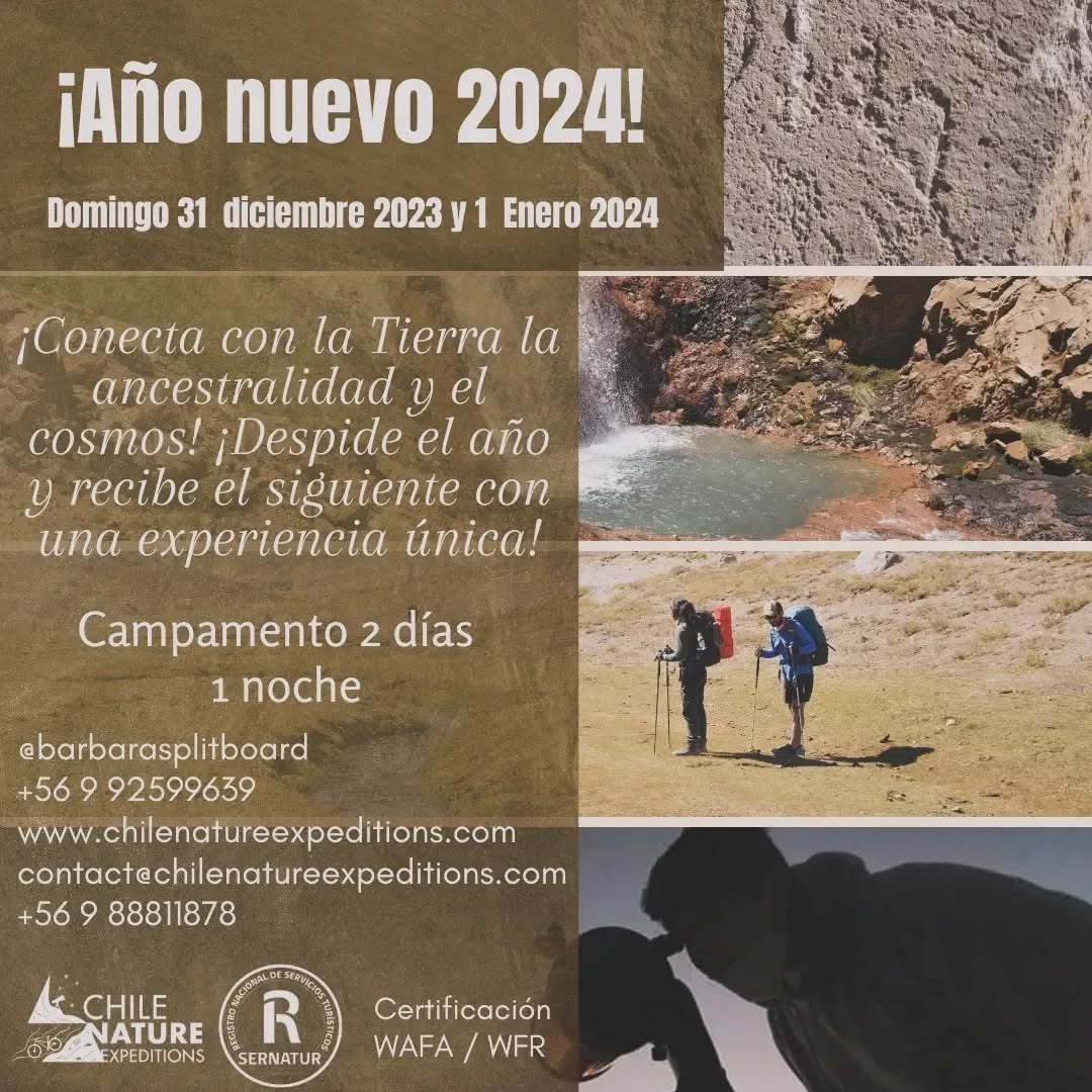 ¡Conecta con la Tierra la ancestralidad y el cosmos! ¡Despide el año 2023 y recibe el siguiente 2024 con una experiencia única!⭐️⛺️
Campamento 2 días y 1 noche en el alto Maule, ¡trekking, cascadas, astronomía y más!
Salida desde Talca día Domingo 31 de diciembre a las 8:30 am.
Para más consultas y valores escríbenos a los whatsapp y correo electrónico:
+56 9 92599639
+56 9 88811878
contact@chilenatureexpeditions.com
No te quedes sin tu cupo, ¡Te esperamos!
Pagos con Transferencia, Tarjetas y Webpay
#ExperienciaRARI
#turismoastronomico #astroturismo #estrellas #cielonocturno
@barbarasplitboard
@gustavoguldman
@ineszuira
@vivecolbun.cl @turismo.colbun @linares.turismo @correvuela_ @ineszuira @diario_el_estratega @namasthetic.linares @sernatur_maule @sanclementeturistico @turismotalca
