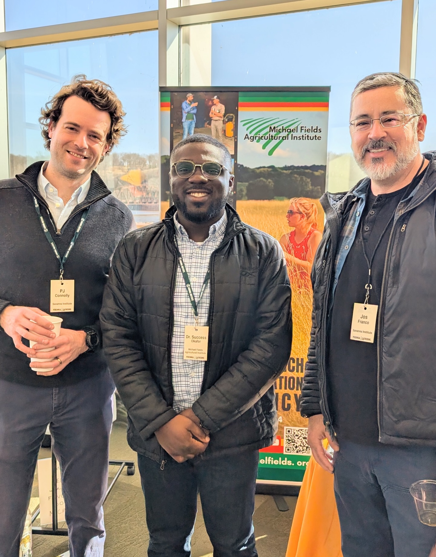 MFAI Policy Fellow Success Okafor enjoyed visiting with PJ Connelly and Jose Franco from @savannainstitute at their Perennial Farm Gathering today. Dr. Franco is also an MFAI Board Member. We love connecting with partners in person!