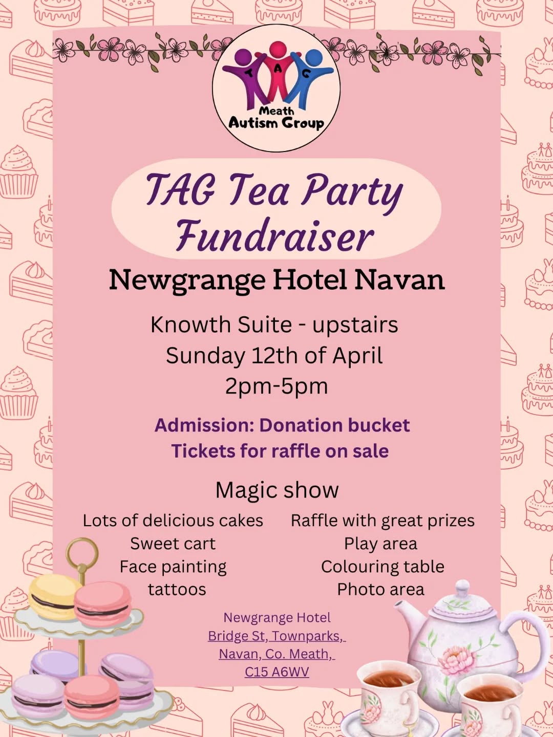 I’m delighted to be performing magic shows at the Tea Party Fundraiser in support of the Meath Autism Group.
📅 12th April
📍 Newgrange Hotel, Navan
It’s sure to be a fun, magical day for everyone while raising funds for an amazing cause.
If you’re in the area, come along, enjoy the magic, and support a wonderful local group