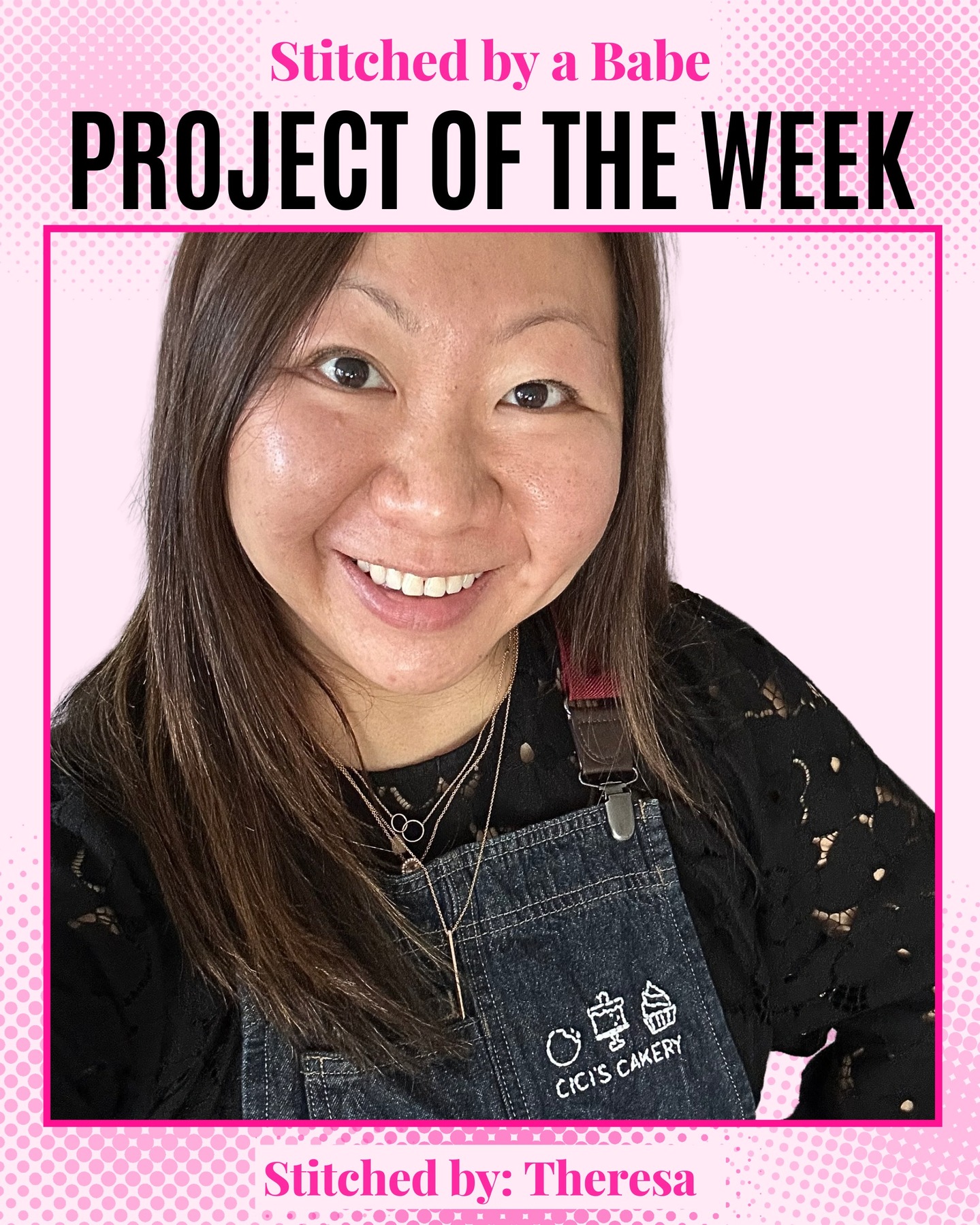 The best projects are the ones that mean something.
Theresa came to an Embroidery Babes workshop and turned a new skill into something deeply personal by embroidering the logo from her home bakery, @cicis_cakery, onto the apron she wears while baking.
Now every time she’s creating in the kitchen, she’s wearing something she made herself.
That’s the magic of embroidery.
You don’t just learn a stitch. You create something meaningful.
What would you stitch?