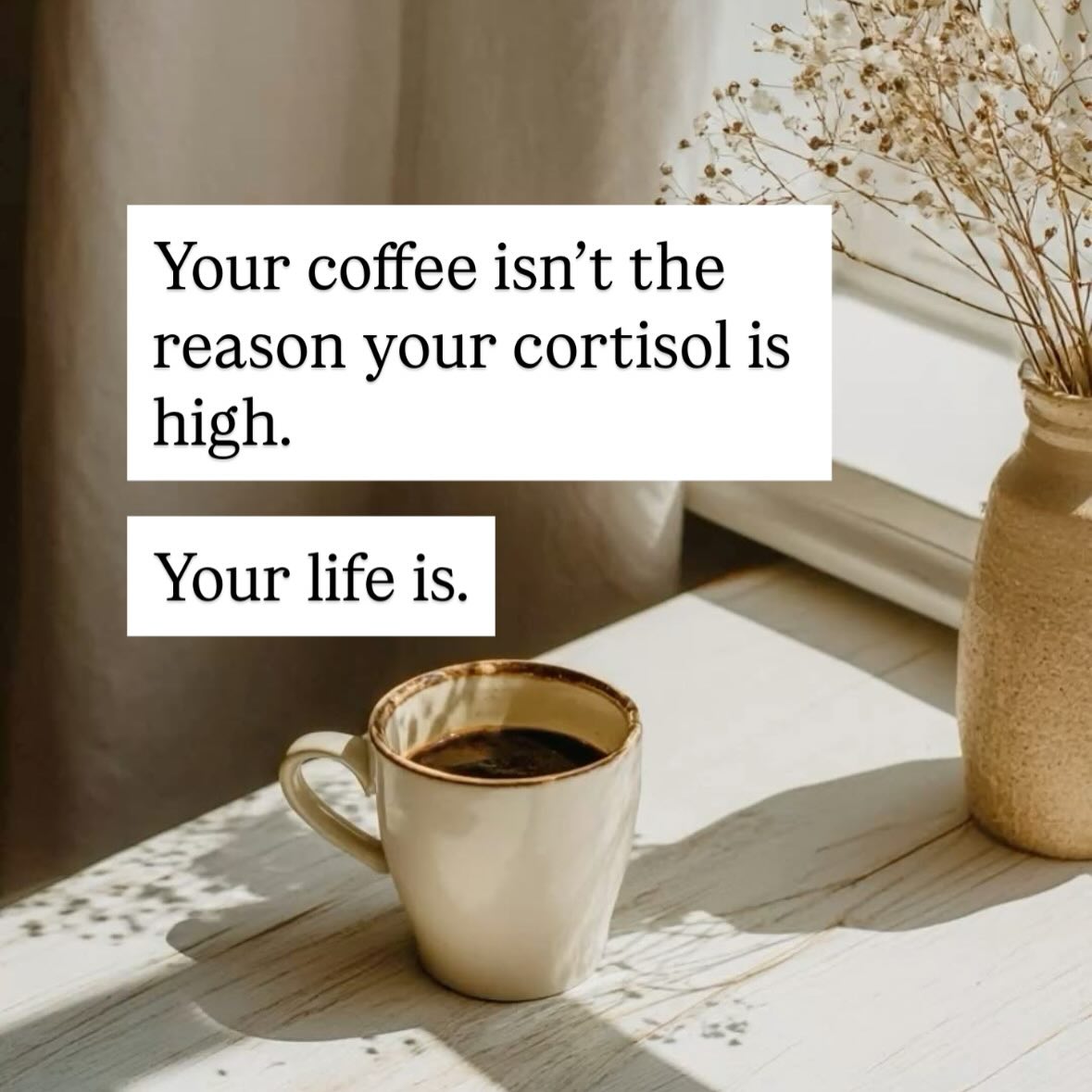 Hot take.
Coffee probably isn’t the reason your cortisol is high.
The real issue?
The invisible mental load most women are carrying.
Working
mothering
thinking about dinner
replying to messages
worrying about what people think
trying to be healthy
trying to keep everything together.
Your nervous system never gets a break.
Over time this constant pressure disrupts the HPA axis, which controls stress hormones, energy, sleep, gut function and reproductive hormones.
So the downstream effects show up as:
fatigue
bloating
PMS
poor sleep
anxiety
hormonal chaos
And then women get told to…
quit coffee
cut carbs
take more supplements.
Sometimes the real solution is slowing the nervous system down and supporting the body properly.
Save this if it resonated.
And tell me honestly…
Is it the coffee
or the pace of life?