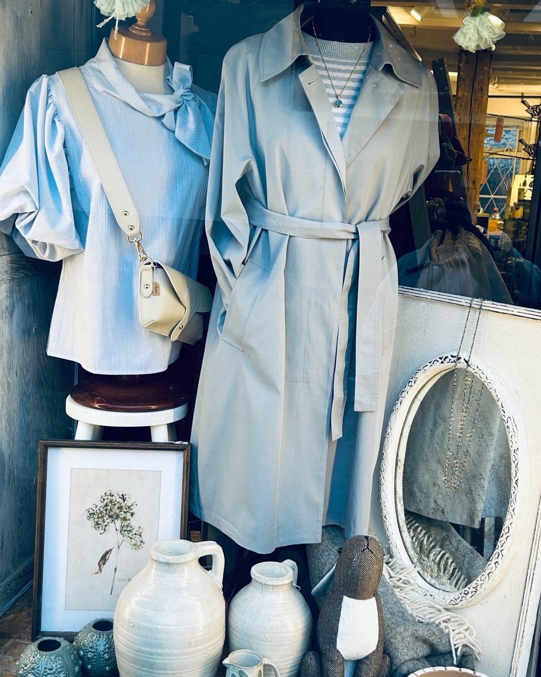 New windows inviting Spring to settle (with a trench coat just in case!) We are ready for Mother’s Day with a selection of lovely small gifts and as always the unique! #mothersdaygifts #womenswearcollection #lifestyleboutique #interiorsinspiration #independentretailer