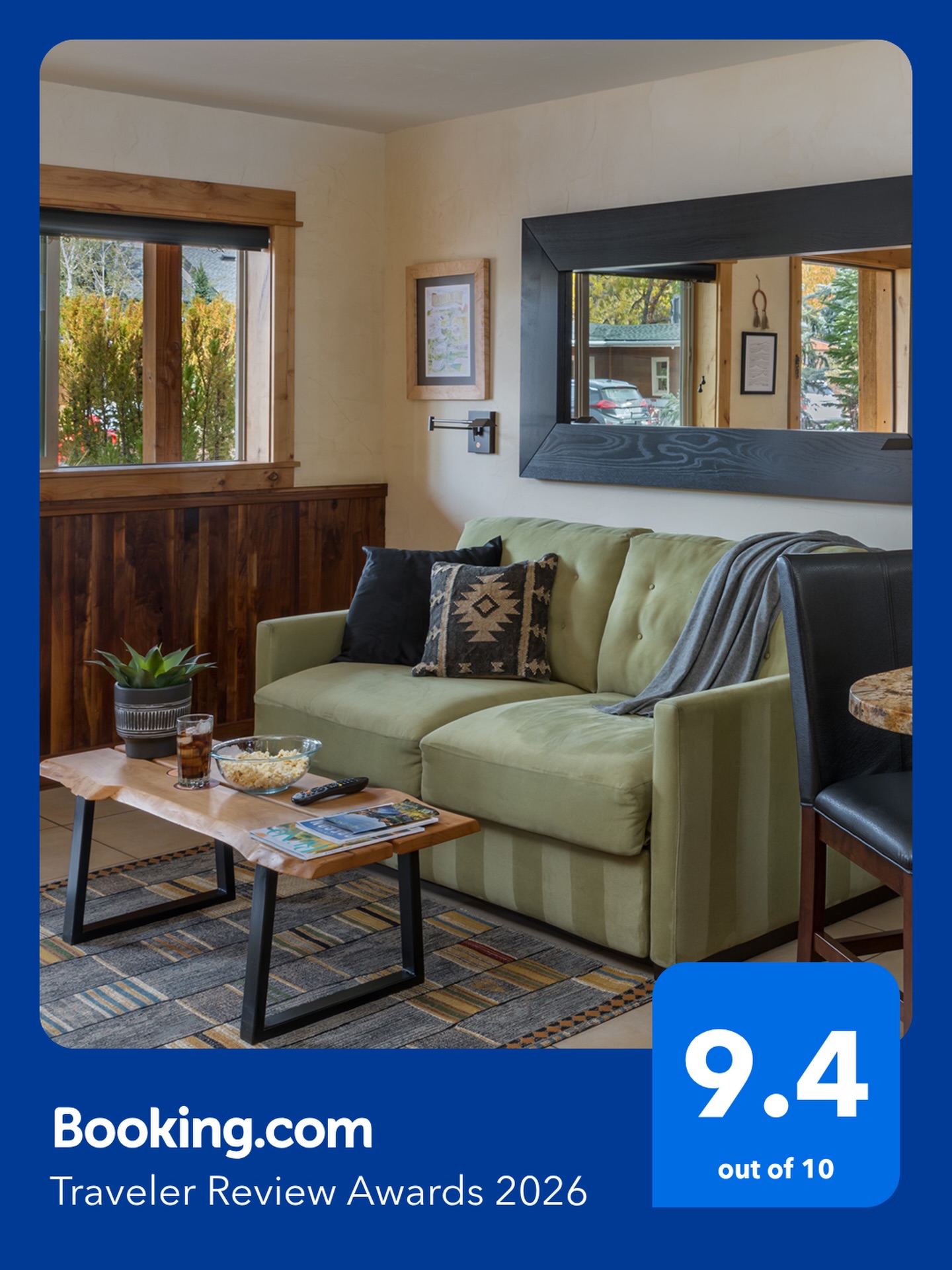 🏆🐶We’re thrilled to receive a 9.4 out of 10 in the 2026 Booking.com Travelers Review Awards! A heartfelt thank you to all of our incredible guests who took the time to share their experiences and leave such positive feedback after their stay. Your support, kind words, and continued trust mean everything to us. This is huuuge!!! 🙏❤️🏁 #wallstreetsuitesbendoregon #downtownbend #travelerschoice #bookingcom