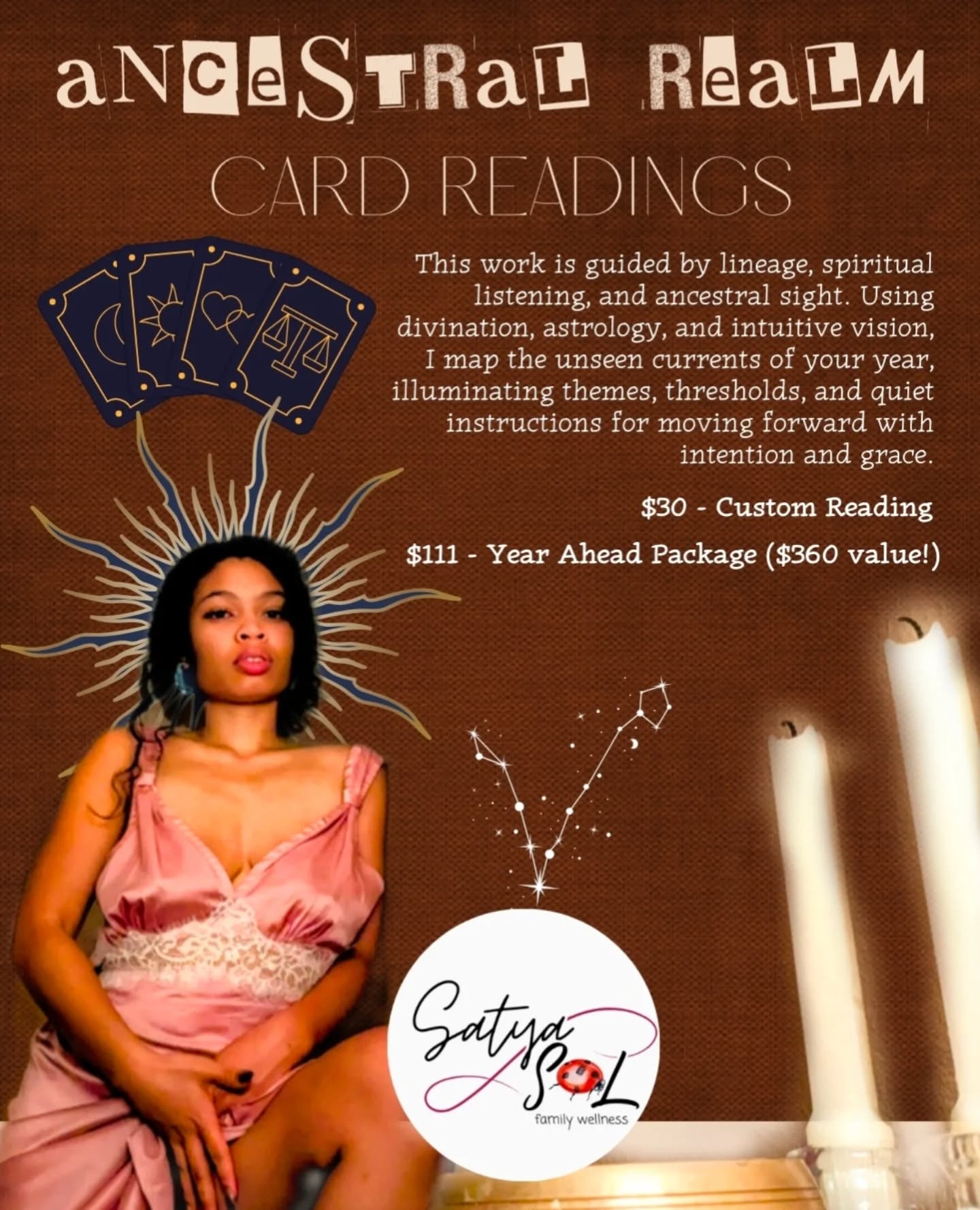 happy venus day beautiful sol!! i am pleased to announce that after beating the ass of my imposter syndrome, i will now be offering tarot + oracle card readings!
my style of reading is beyond the ordinary.
i dive deep into the realm of the unseen, and deliver you cohesive and digestible (yet beautifully written) interpretations of the insight received.
for Year Ahead Readings, i accept payment plans on my website.
dm to book yours now!!