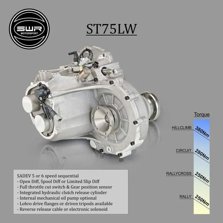 ⚙🏁 SADEV 2WD TRANSVERSE TRANSMISSIONS 🏁⚙
Available on order through SWR Motorsport, the 2WD transverse boxes carry the variety for your transmission requirements! Fitted to mid-engined and front-engined cars alike, these gearboxes have the versatility to suit the job!
SWR Motorsport have developed adaption kits for many assemblies, including but not limited to: Ford Fiesta, Ford Focus, Lotus Elise and Mini R56.
Please feel free to contact us for any information, pricing or advice!
#Sadev #swrmotorsport #competition #motorsports #PaddleShift #racing #motorsport #transmission #sequentialgearbox #gearbox #UK #Rallycross #Rally #Circuit #Hillclimb #hondak20 #hondak24 #vauxhallnova #vwgoftabf #vauxhall2L #suzukiswift #TU #VWGolf #EW #vauxhall #suzuki #XU #fiat182B #HondaJazz #lotuselise