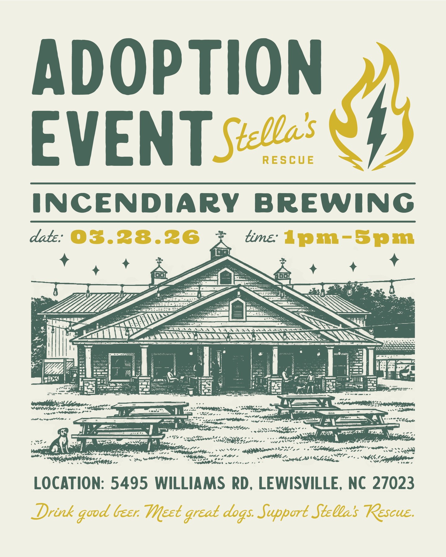 Barks, Beers & Belly Rubs
We’re heading to Incendiary Brewing in Lewisville for an afternoon of cold beer and adoptable animals.
Downtown Incendiary fans, this one is at the Lewisville location. Take a quick scenic drive, grab a friend, and come hang with us.
Meet some very good dogs
Meet some very charming cats
Possibly pigs and baby ducks if the stars align
Drink some very good beer
Support Stella’s Rescue
These events are a lot of work for our small team but they are crucial for raising awareness, bringing in donations, and ultimately saving more furry (and sometimes feathery) lives.
If anyone wants to volunteer and lend an extra set of hands, we would absolutely welcome the help. Shoot us a DM.
March 28
1pm to 5pm
Incendiary Brewing
5495 Williams Rd, Lewisville
Come say hi, grab a pint, and give a few belly rubs.
#StellasRescue #AdoptDontShop #LewisvilleNC #IncendiaryBrewing #RescueDogs #RescueCats #BarksBeersBellyRubs