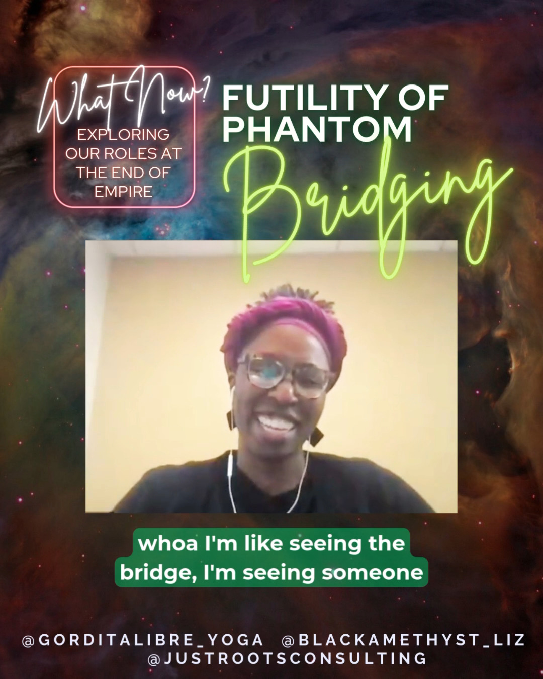 From our series "What Now? Exploring Our Roles at the End of Empire", Fall 2025
Liz Nicolas (she/her) and Jessica Rodriguez Becker (she/her) on the futility of performative or "phantom" bridging -- where someone claims they want to cross a bridge with you but demonstrates in every way that they do not -- and the practice of bridger discernment as a liberatory practice.
Want more? The replay of the whole series is coming soon! Stay tuned 🔥
#CollectivePower #GetInFormation #bridging #EndofEmpire #WhiteSupremacyEndsWithUs #BurnItDown