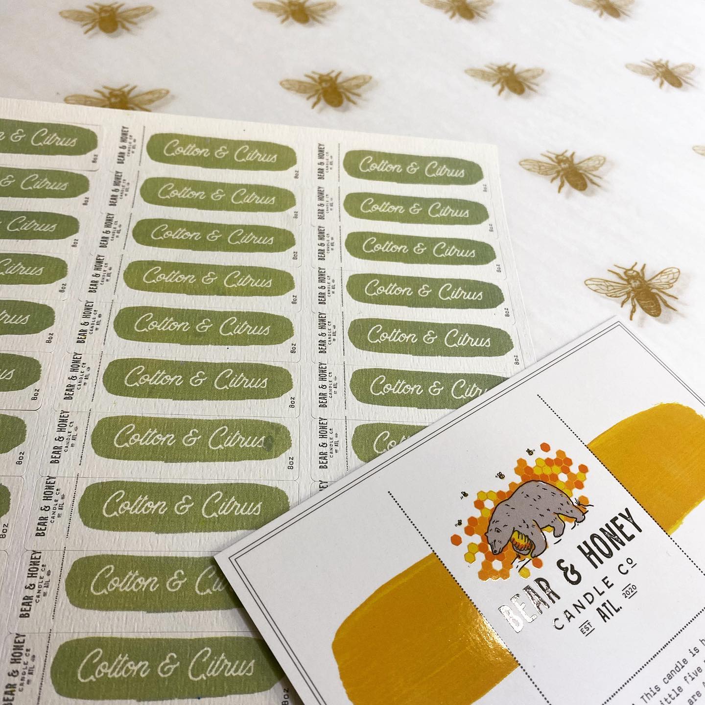 Our most recent branding project is really coming together! It’s so gratifying seeing a successful business flourish because of their hard work and passion paired with a powerful branding process. It really is all in the details. #supportlocal #atlantablackownedbusiness #littlefivepoints #atlantabusiness #womenownedbusiness #candles #candlemaking @bearandhoneycandle @noissuecreatives #noissuechallenge