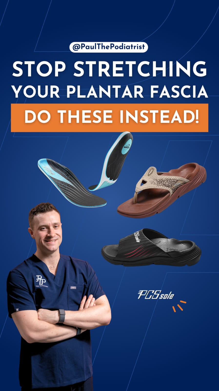 Comment ‘Bridge’ for the links to the products and my step by step guide on how to do the foot bridge exercise.
If you’ve got plantar fasciitis, stretching alone isn’t the answer ❌
You need SUPPORT. You need LOAD MANAGEMENT. And you need STRENGTH 💪
Here’s the 3-step plan I use with patients in clinic every week:
1️⃣ A proper orthotic such as @pcssole.global
Not something soft and flimsy. You want firm arch support, wide contact under the whole foot, and a deep heel cup to spread pressure evenly across the heel. That’s what reduces strain on the plantar fascia instead of constantly pulling at it.
The one I’m talking about here is from and it uses high-density EVA that’s supportive without digging into your foot 👣
2️⃣ Stop going barefoot at home
Those first few steps in the morning matter. Sliding into supportive slides, like the ones from @pcssole.global that are based on their orthotic design, helps offload the fascia with every step around the house 🏠
3️⃣ Build your arch strength
Your intrinsic foot muscles act like cement in a bridge. Strong arch = less strain on the plantar fascia. Weak arch = overload and irritation. Strength changes everything 🔥
If you want the exact products and my step-by-step foot bridge guide 👇
Comment BRIDGE and I’ll send it to you.
#PCSsole #podiatristrecommended